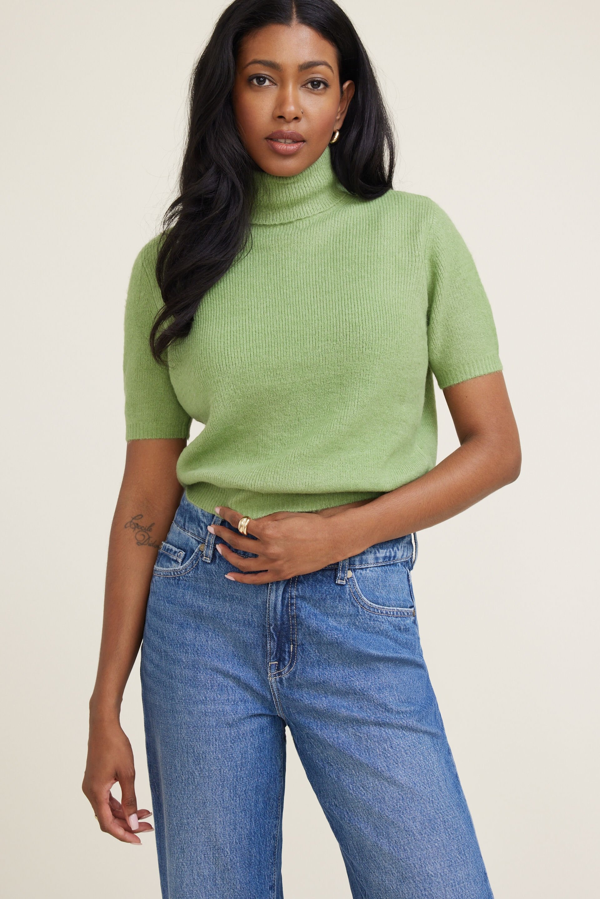 Lora Short Sleeve Turtleneck Sweater
