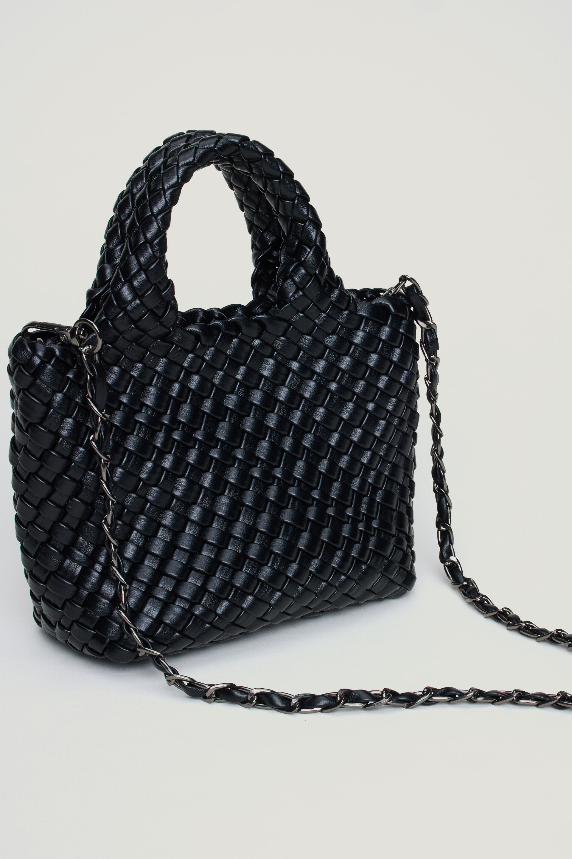 Mini Woven Faux Leather Tote