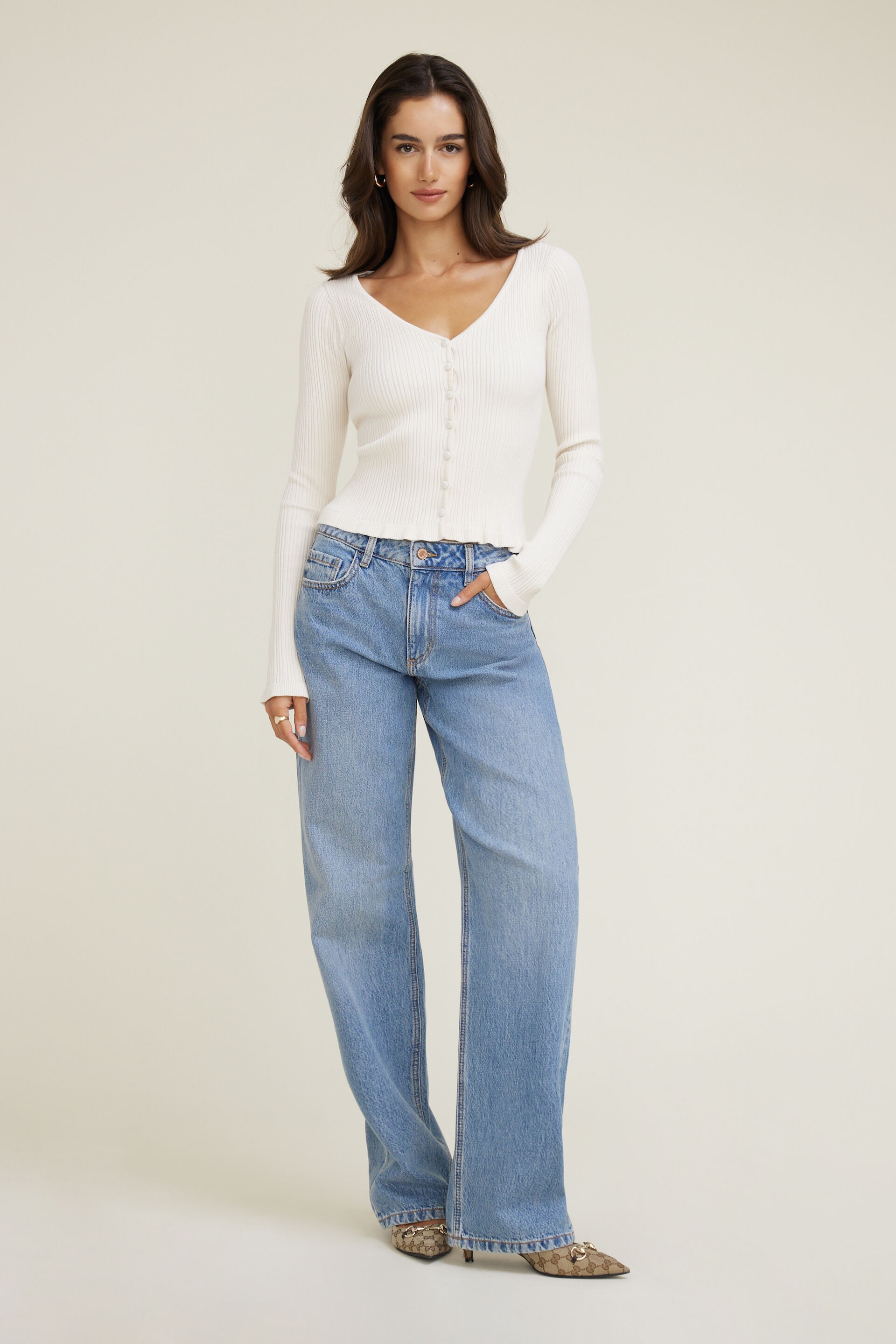 Sally Ribbed Frill Cardigan