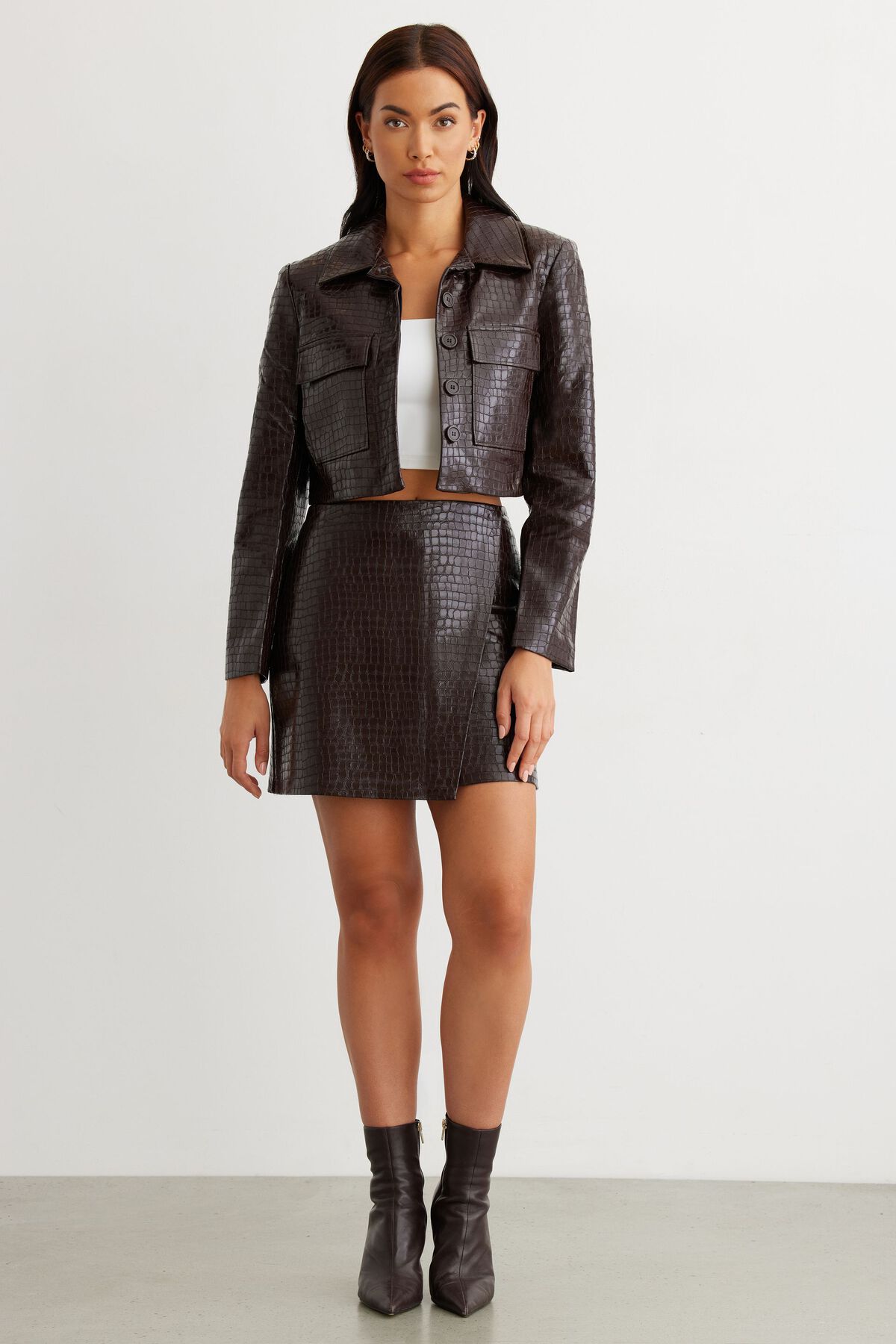 Dynamite Crocodile Faux Leather Blazer 1000746875PH