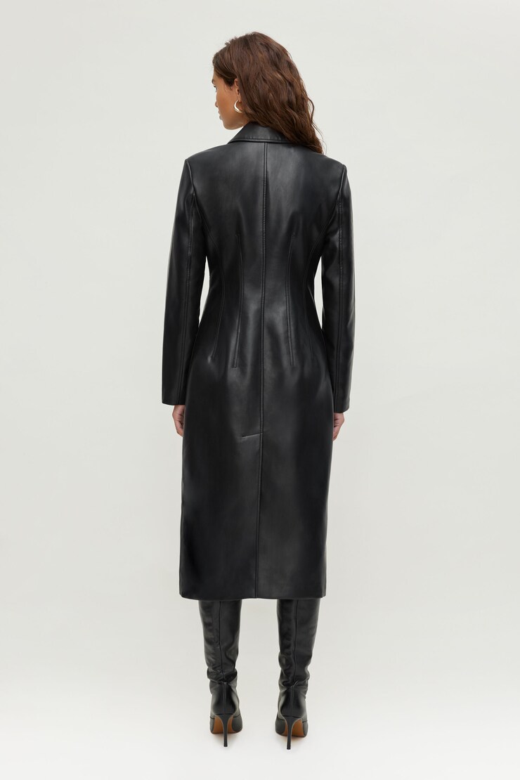 Faux Leather Trench Coat Black | Dynamite