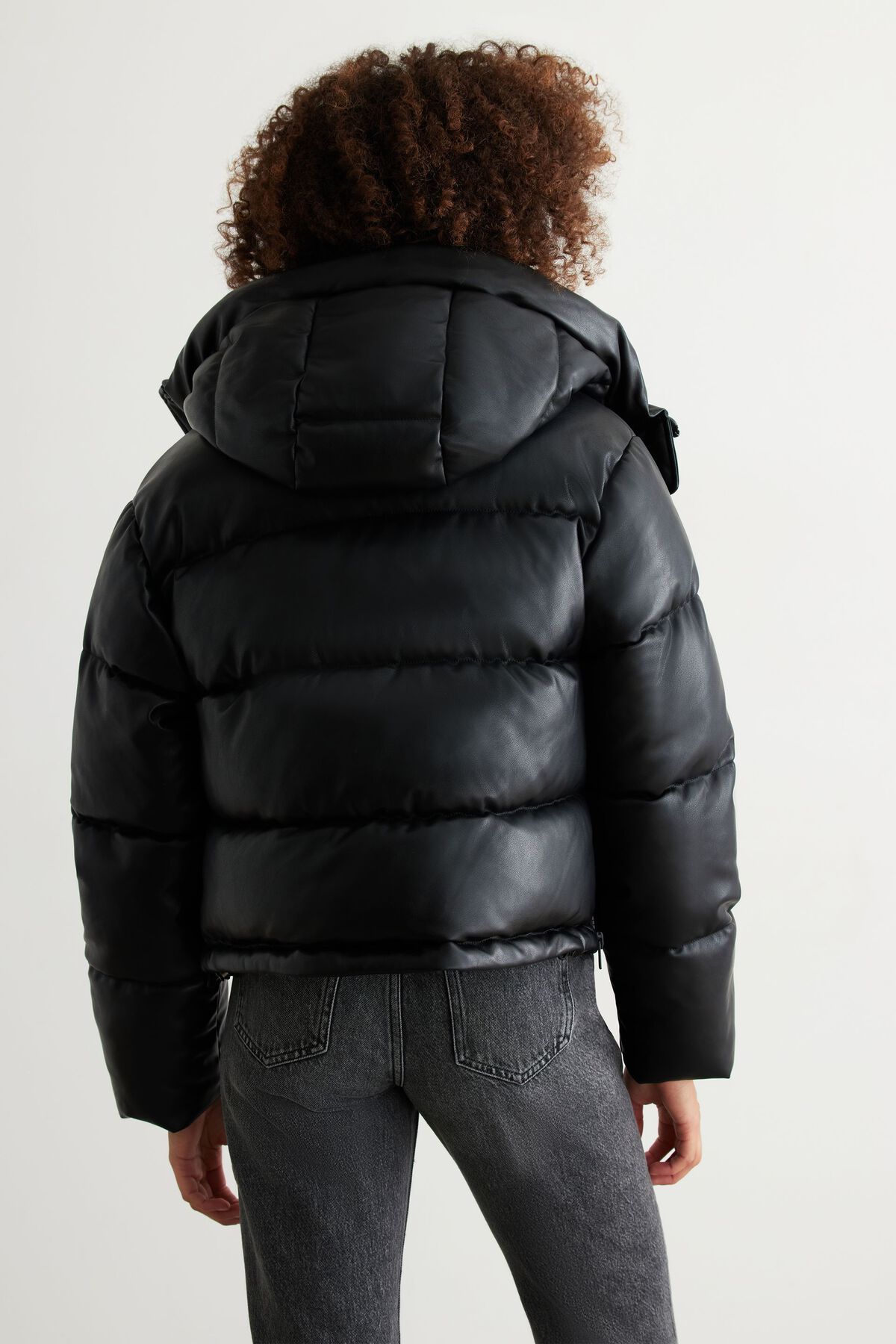 Dynamite Short Faux Leather Puffer Jacket. 5