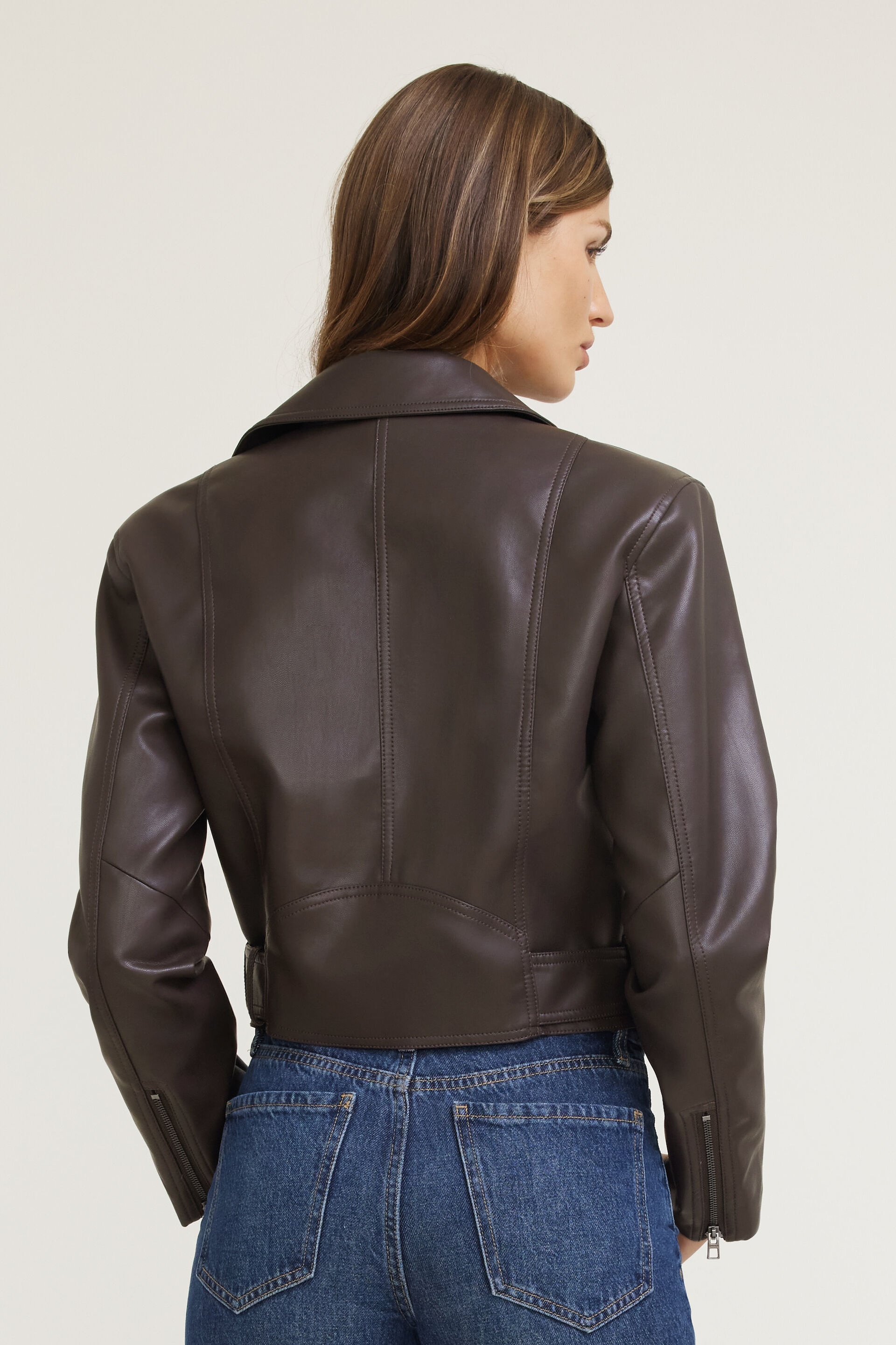 Belted Faux Leather Moto Jacket