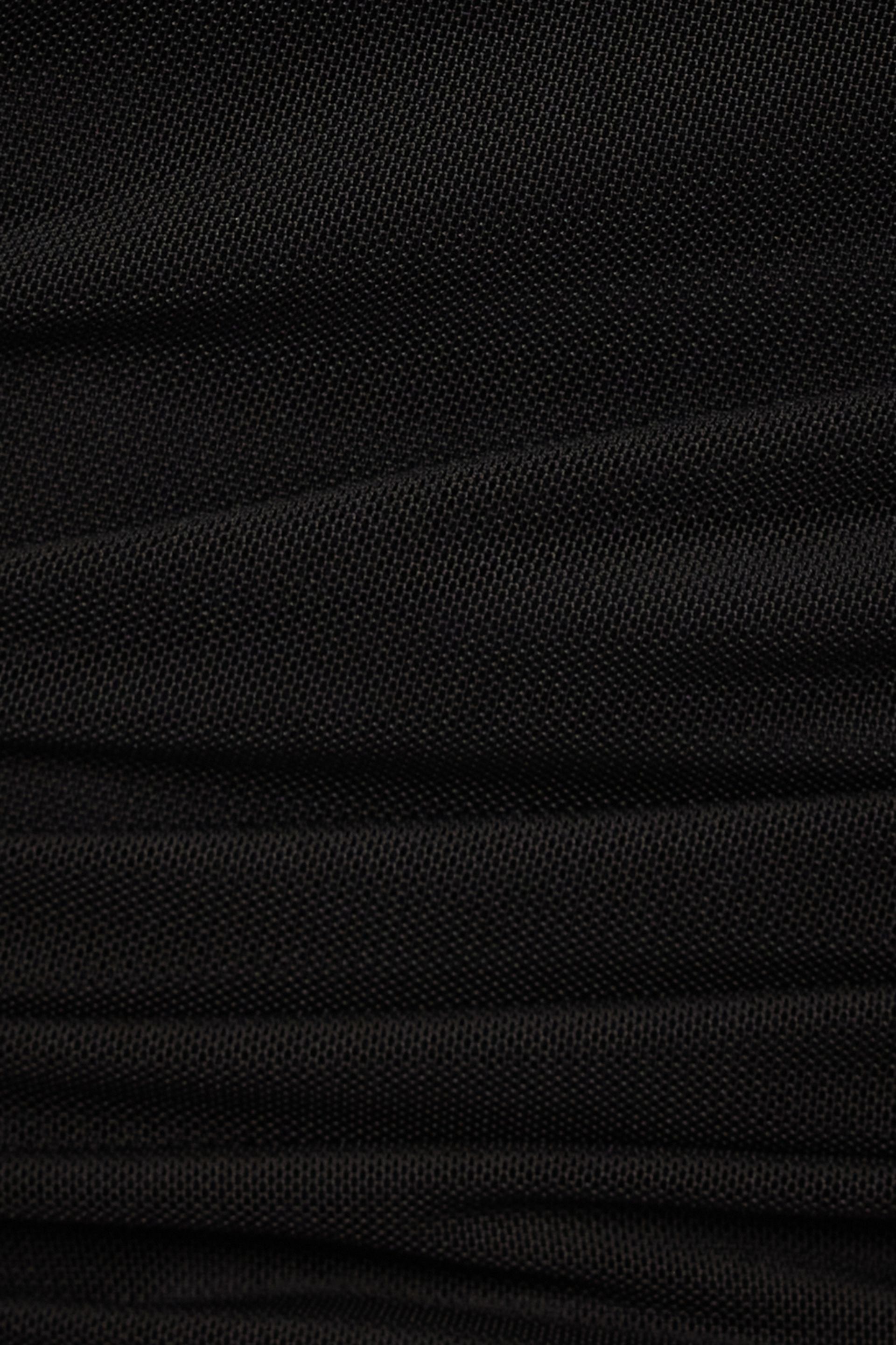 One Shoulder Shirred Mesh Top