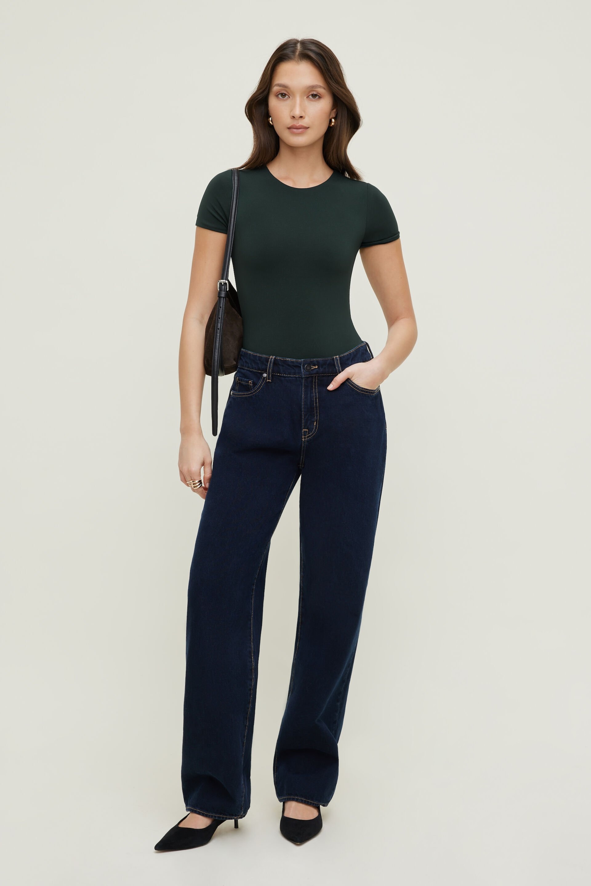 Justaucorps sculptant à col rond