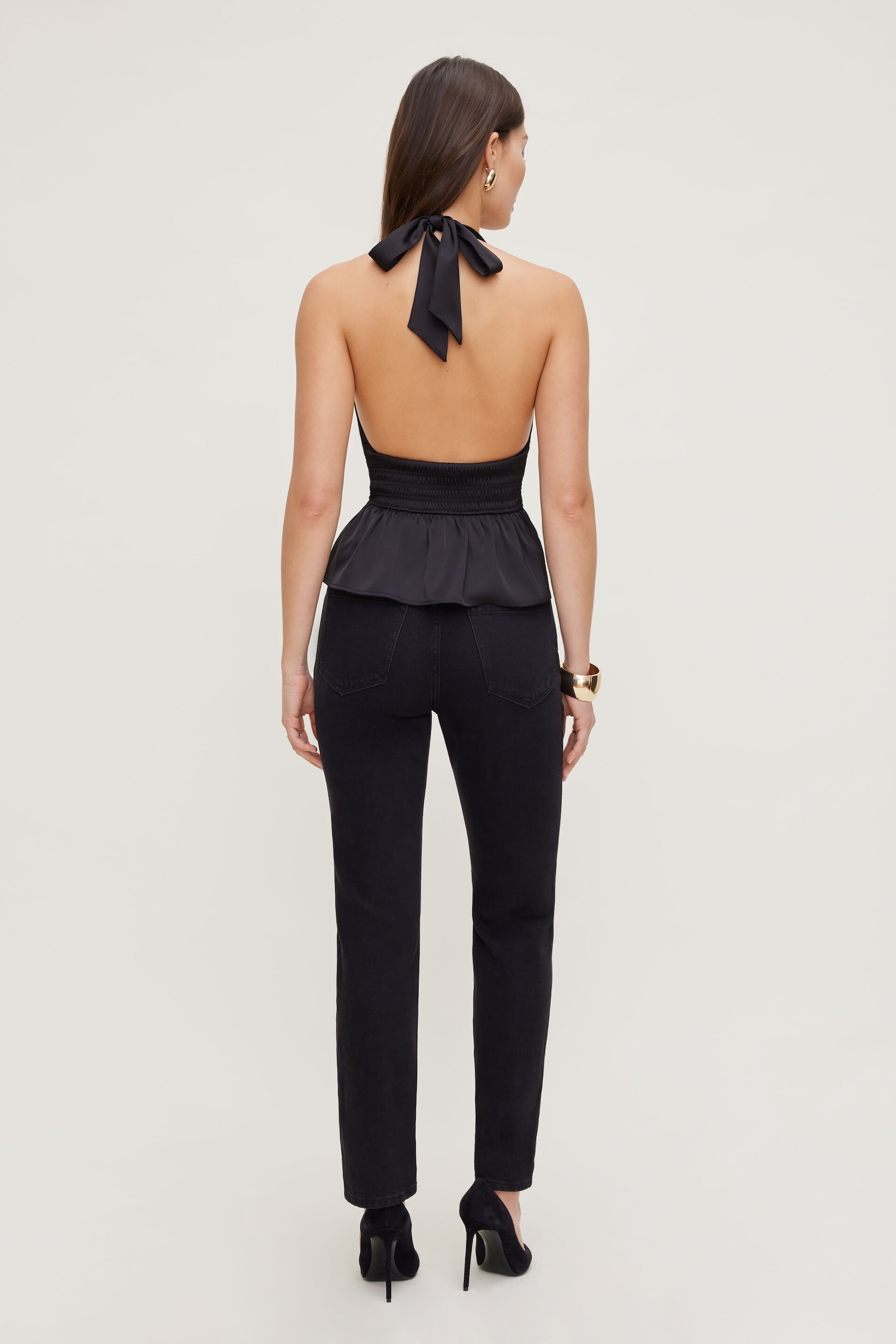 Haut licou à col plongeant en satin