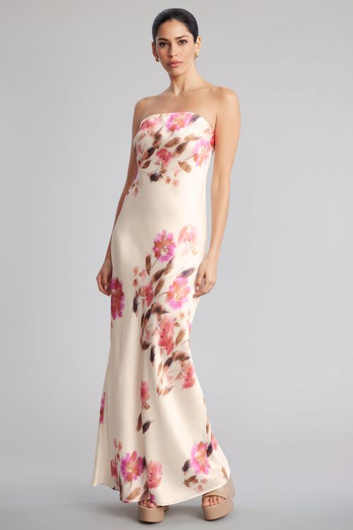 Strapless Satin Slip Maxi Dress
