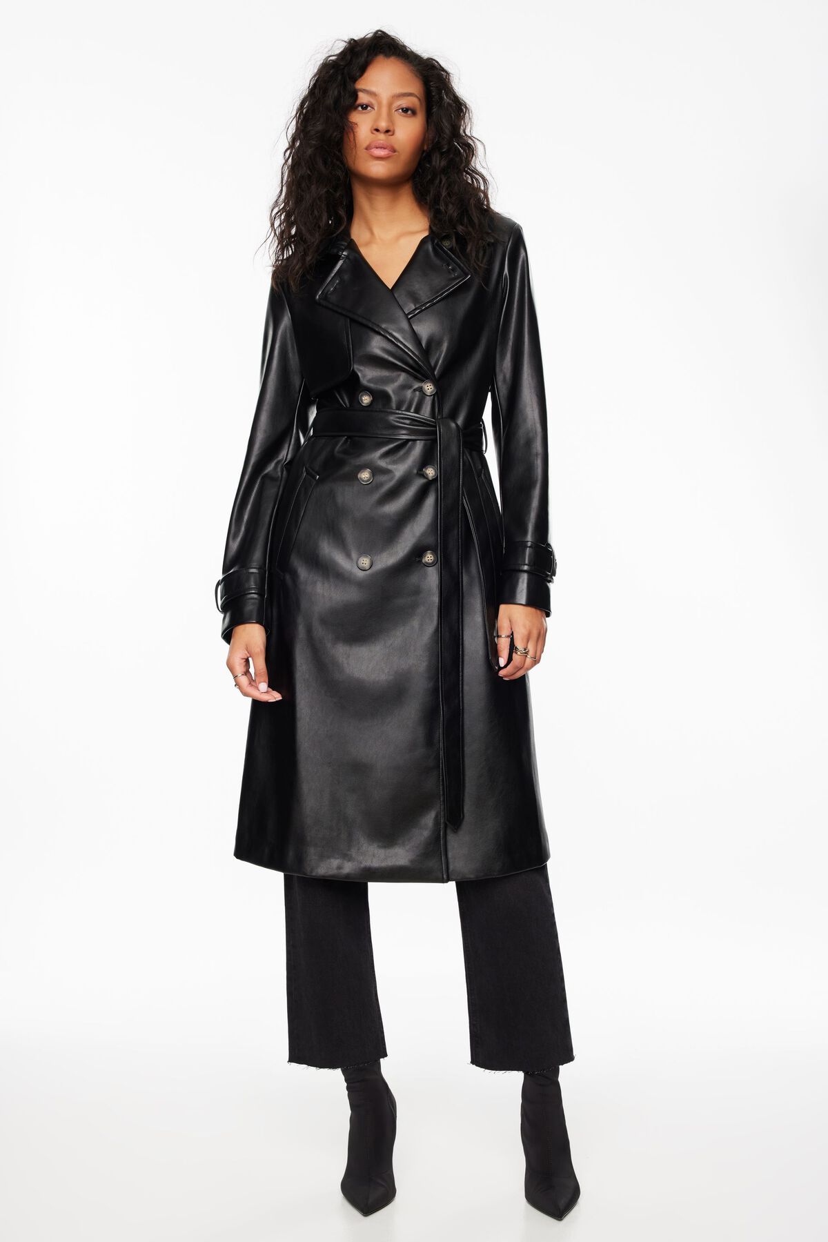 Dynamite Maxi Faux Leather Trench Coat. 2