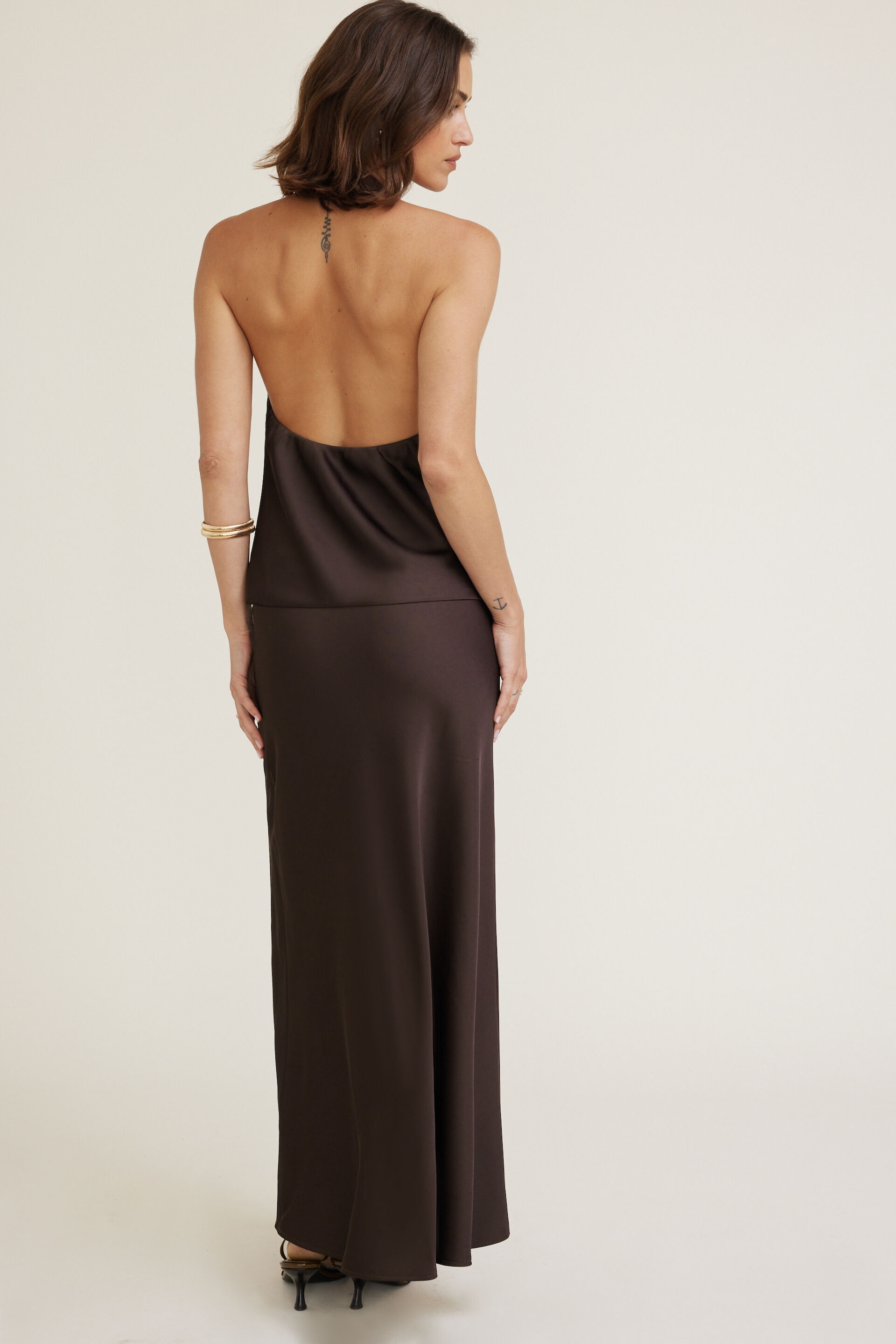 Slit Satin Maxi Skirt