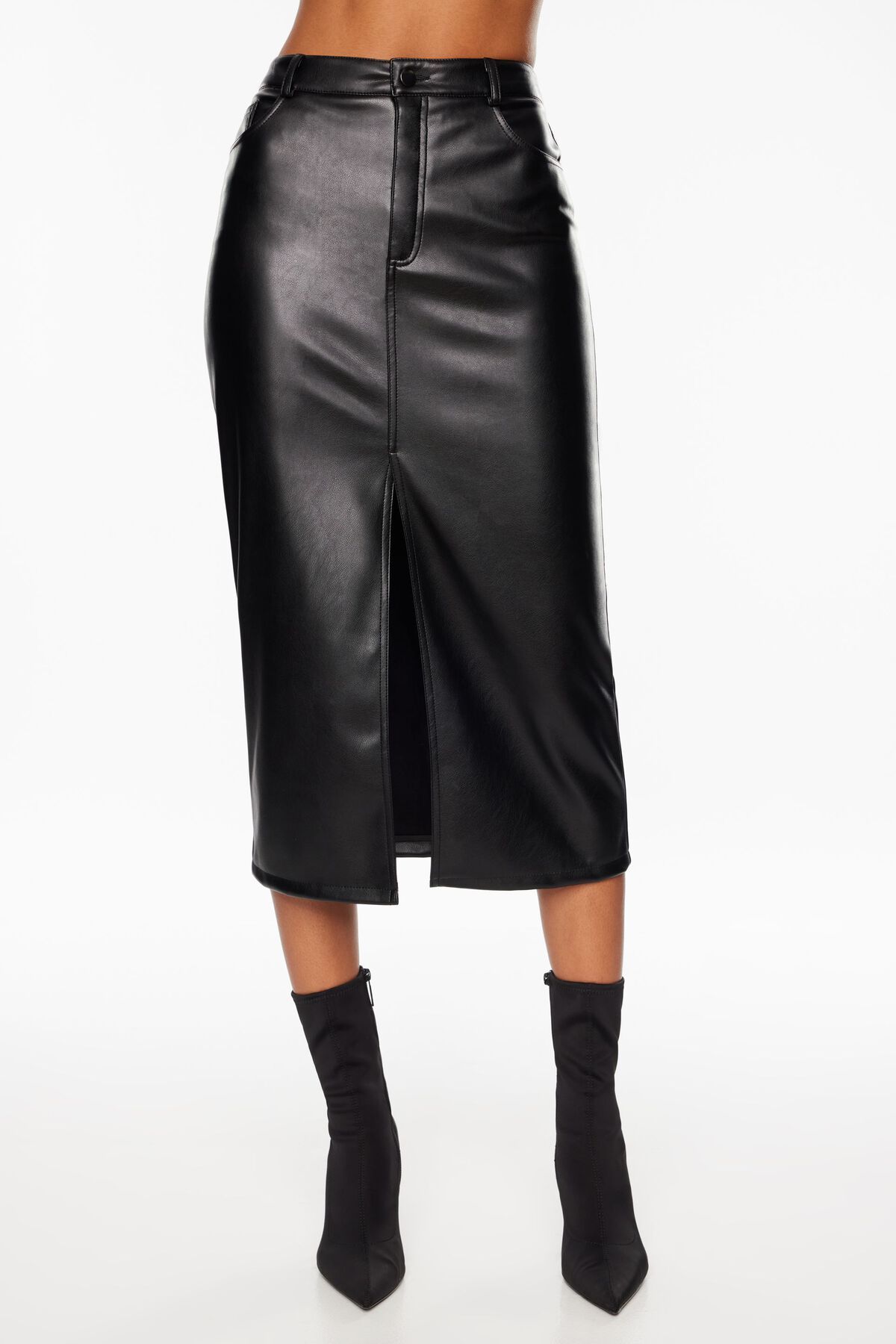 Dynamite Faux Leather Midi Skirt. 3