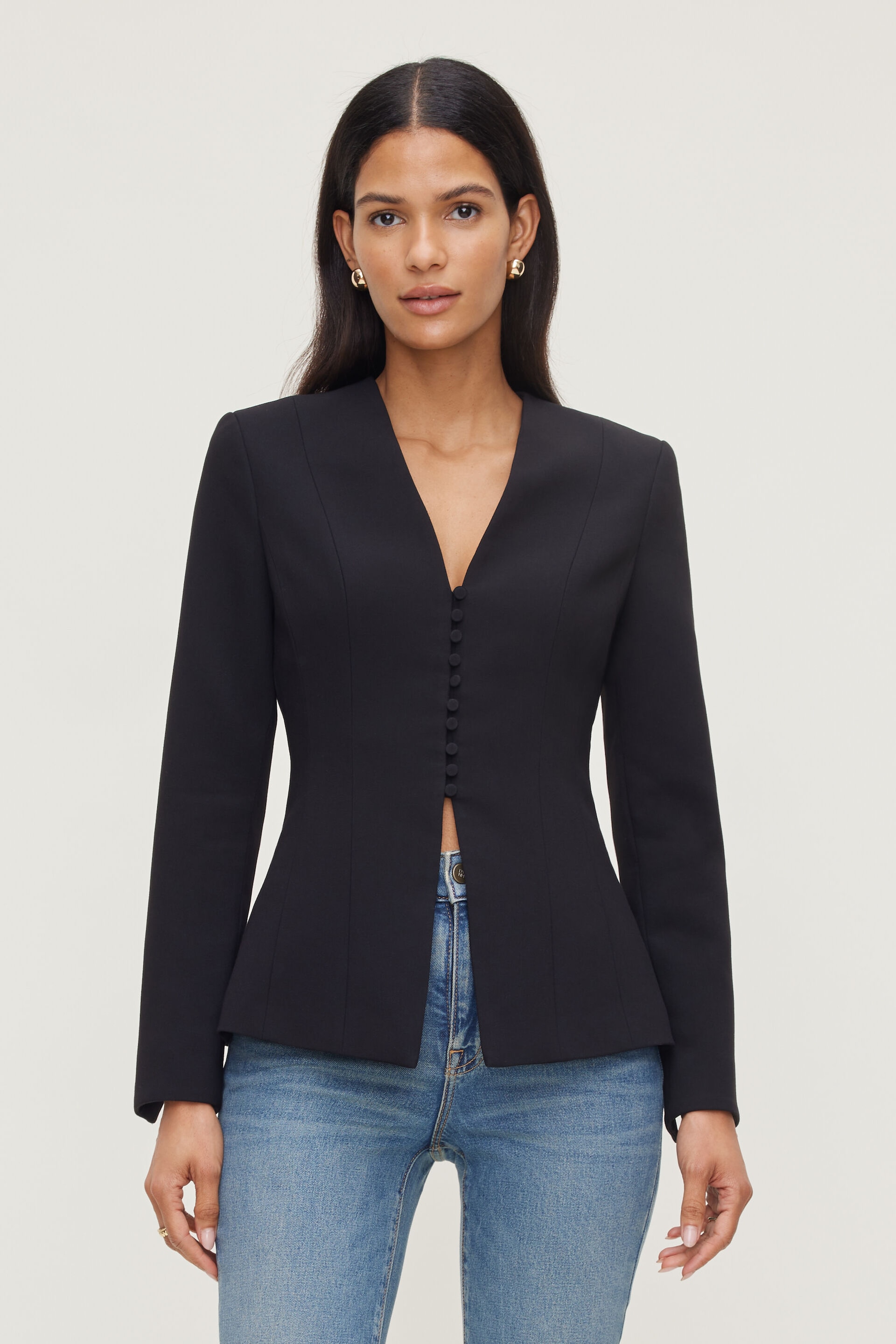 Plunge Small Button Blazer
