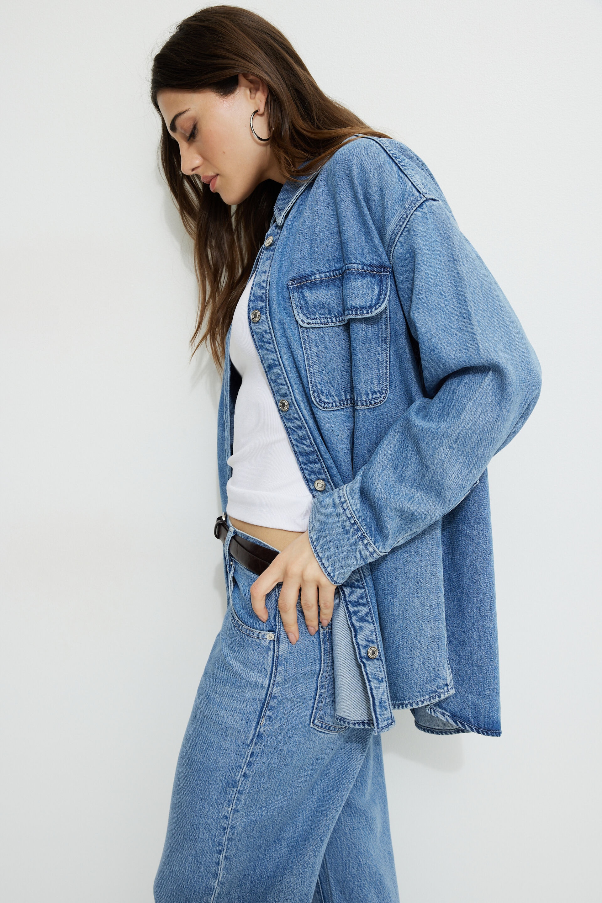 Chemise ample en denim et Tencel