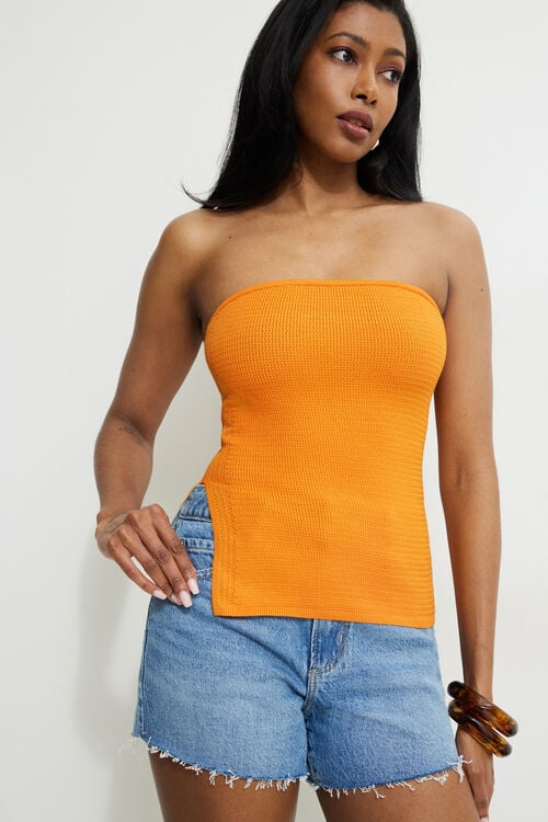 Knit Tube Top ORANGE Dynamite
