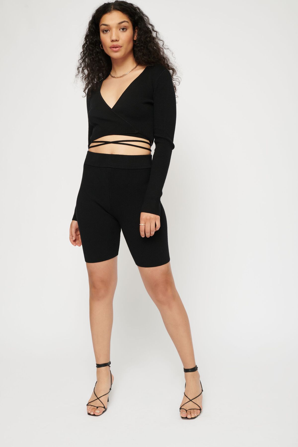 Dynamite Long Sleeve Wrap Crop Top. 2