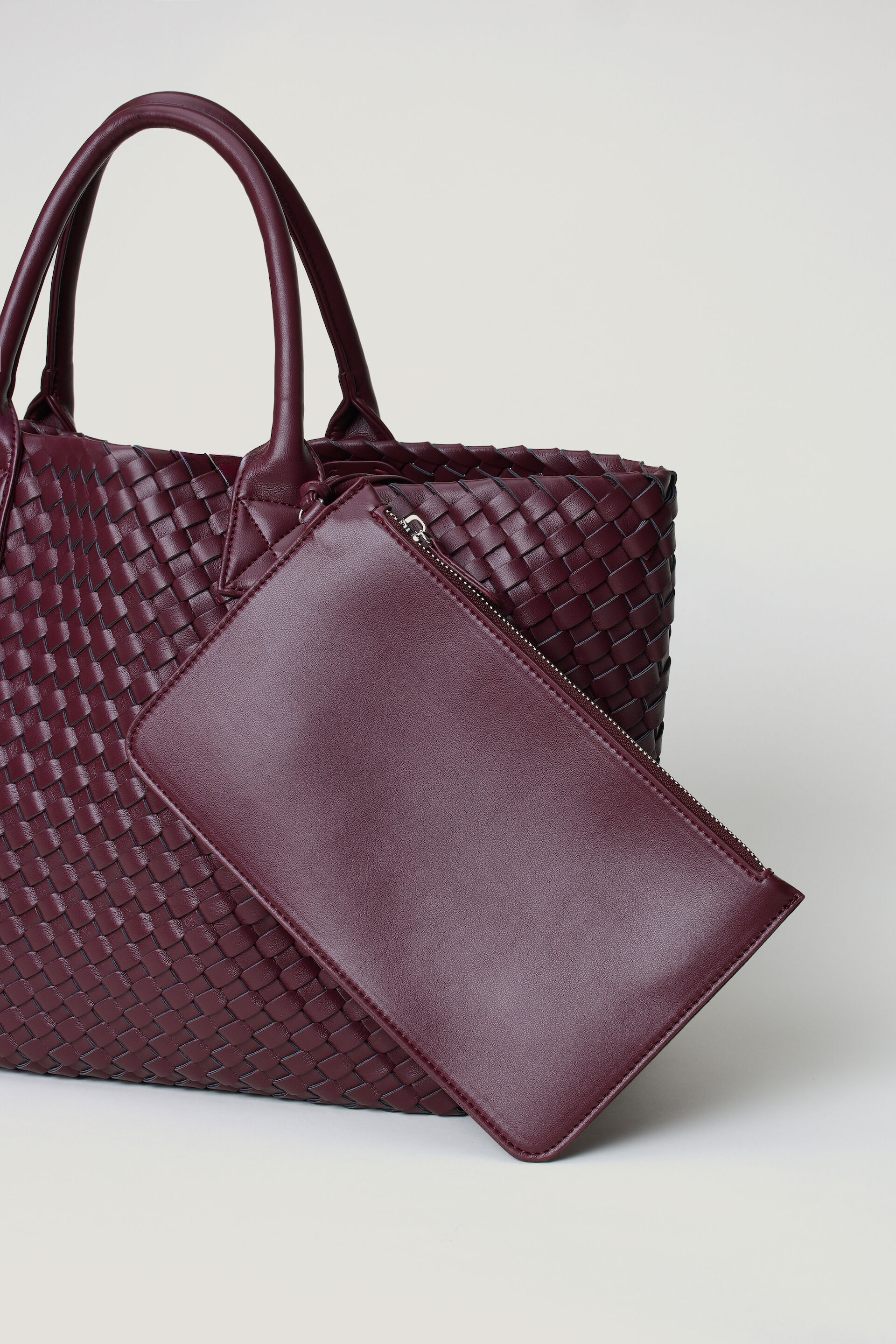 Oversized Woven Faux Leather Tote
