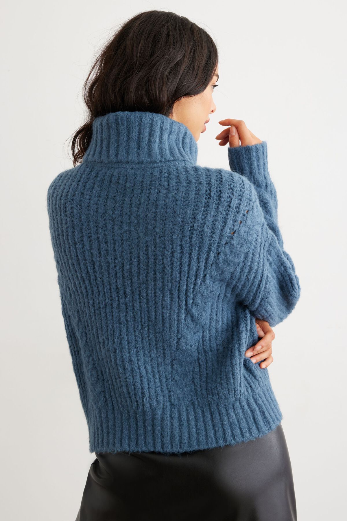Dynamite Cable Knit Turtleneck Sweater. 4