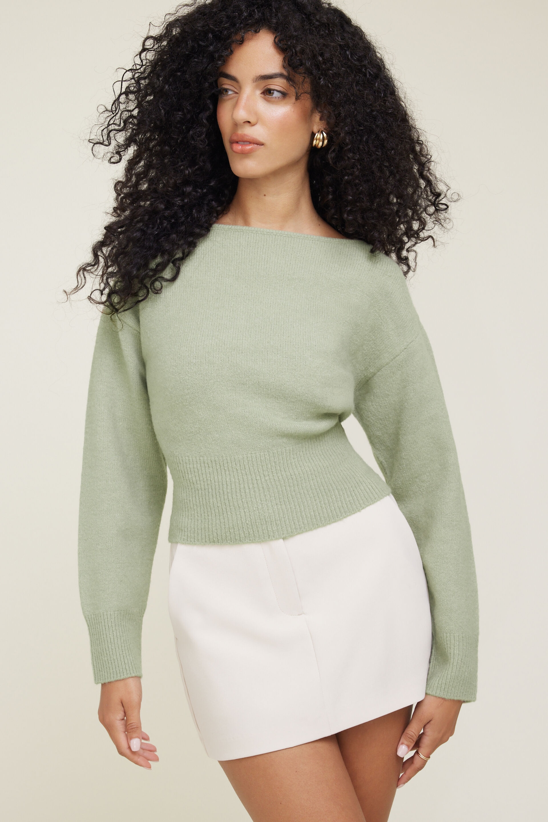 Juliet Cinched Boat Neck Sweater