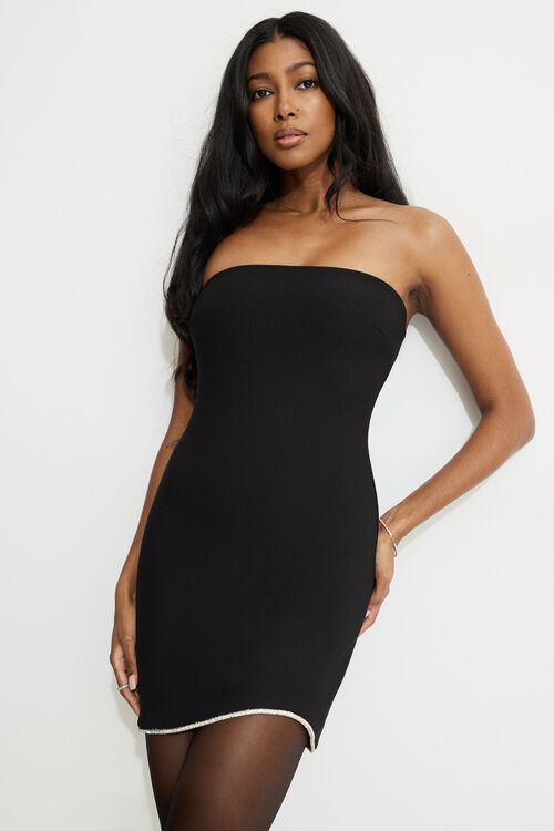 Rhinestone Mini Tube Dress BLACK Dynamite