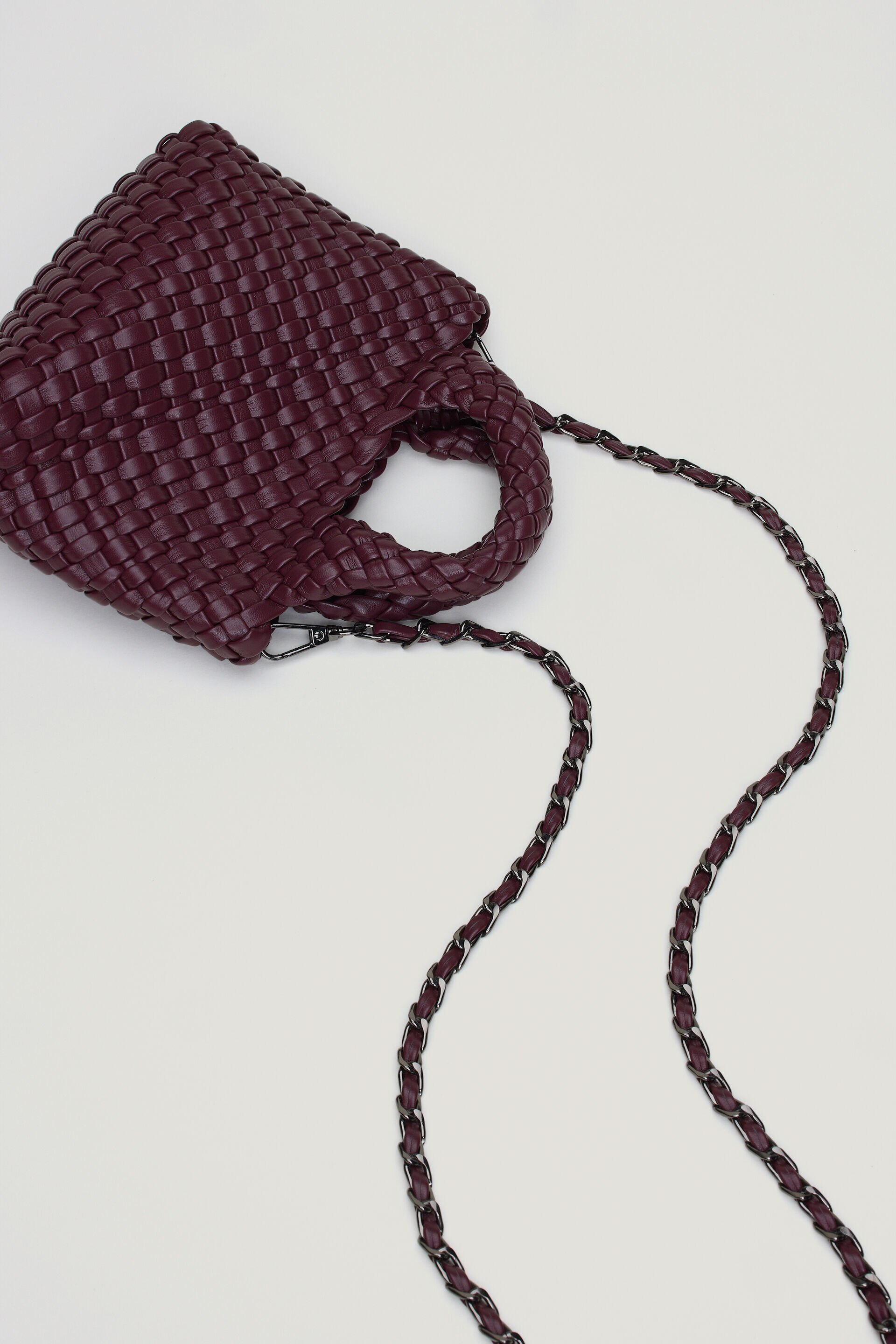 Mini Woven Faux Leather Tote