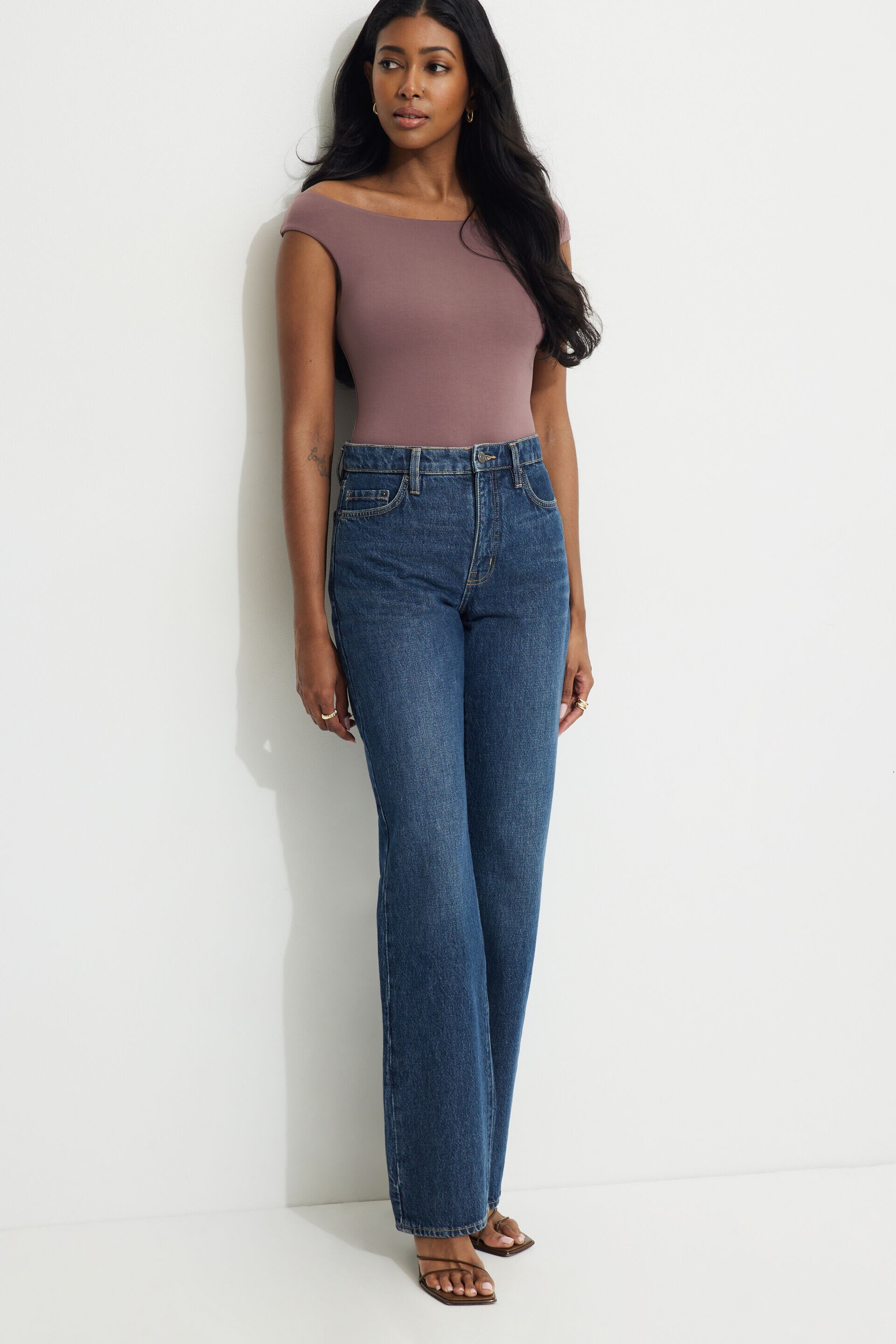 Justaucorps à épaules dégagées en jersey