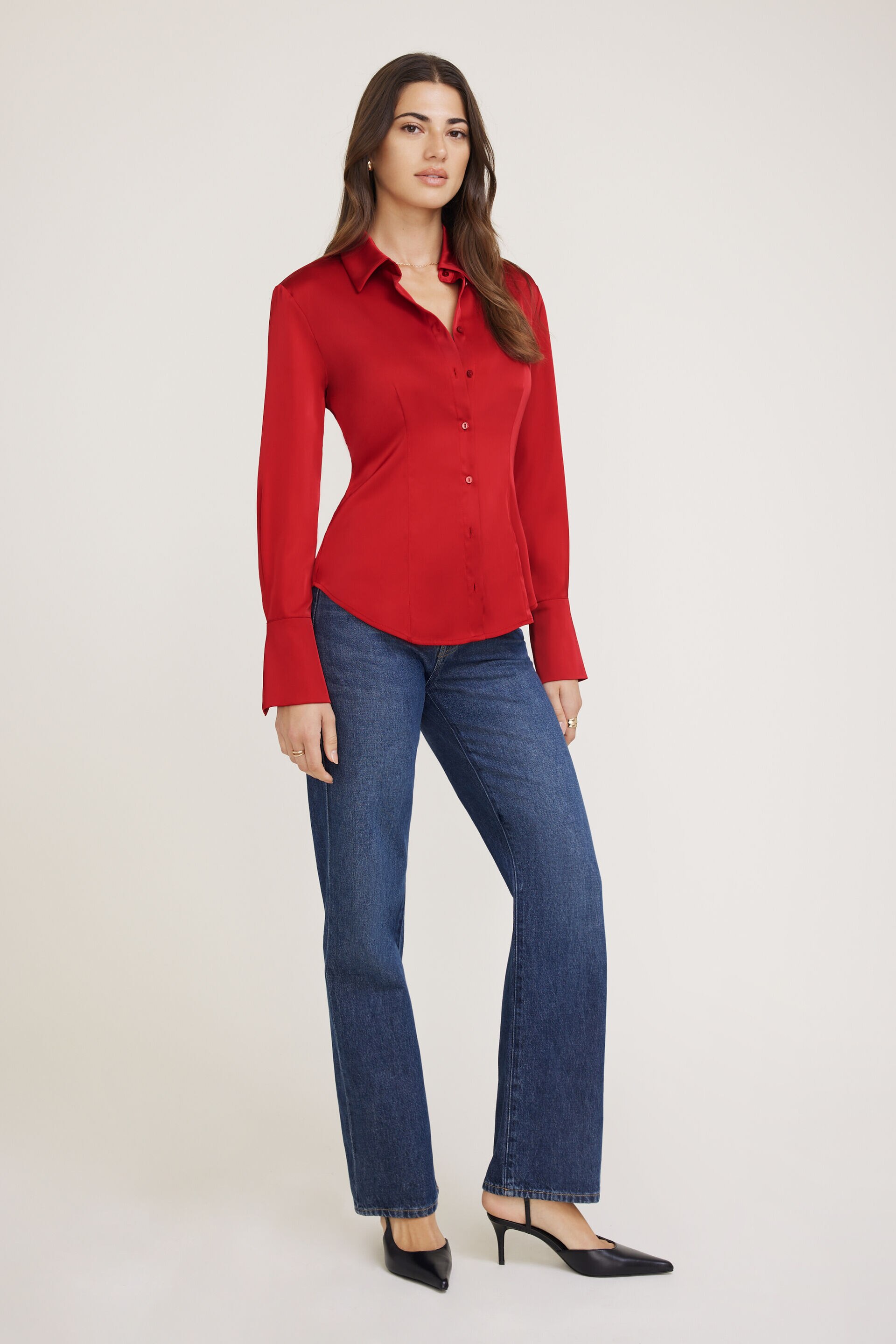 Eva Cinched Satin Shirt
