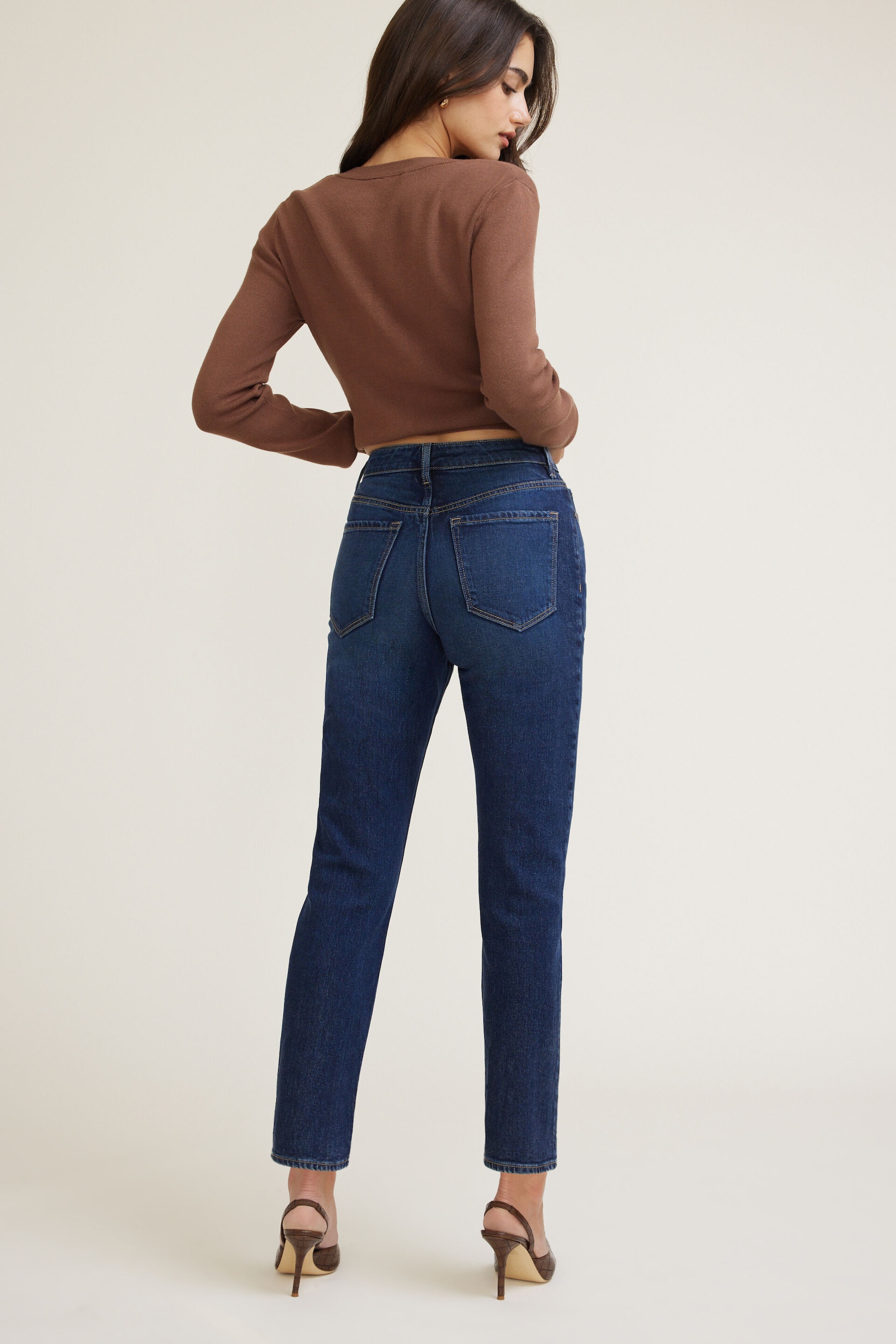 Jean extensible à taille haute et jambe ajustée Frenchie