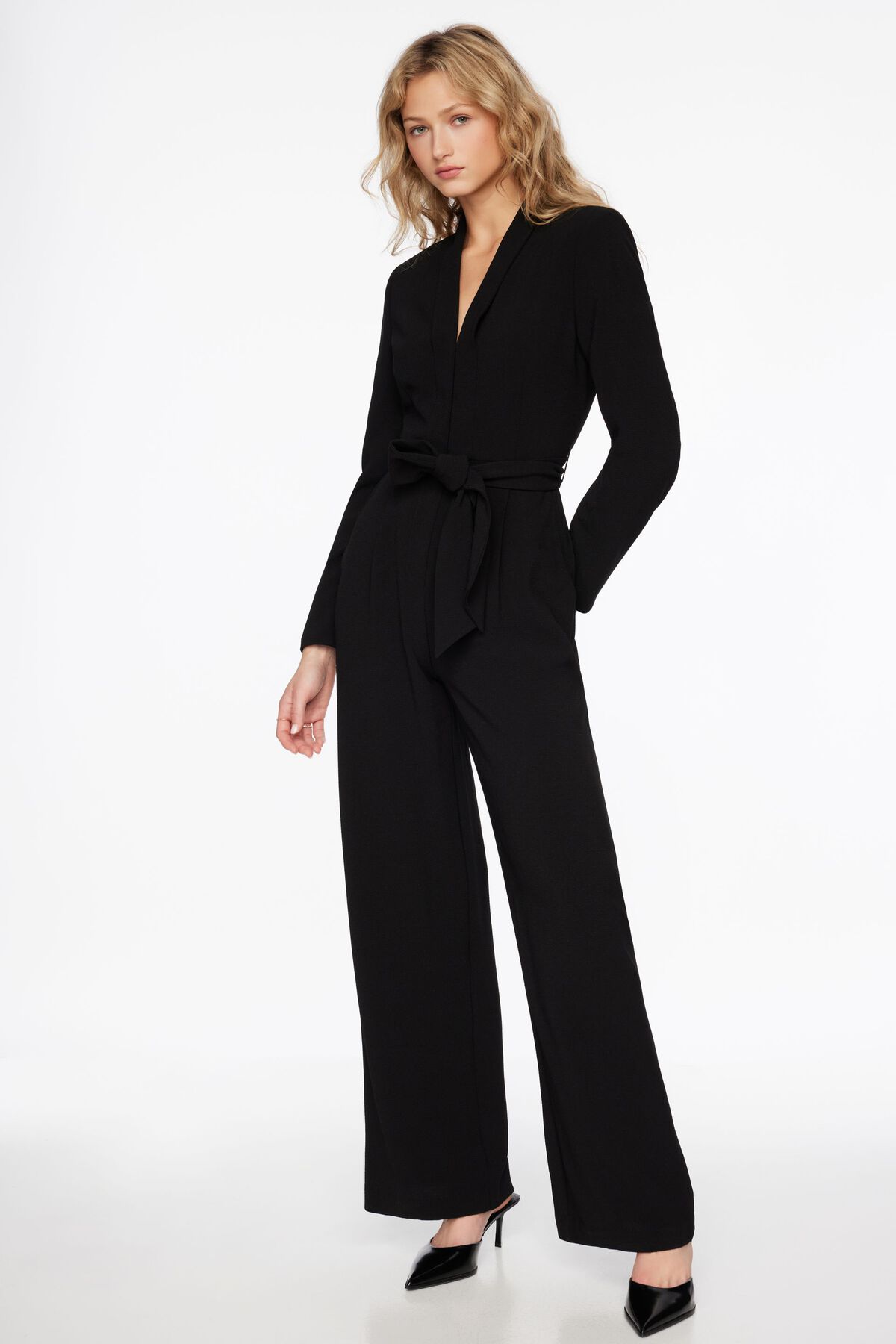 Rania Belted Blazer Jumpsuit Black Dynamite