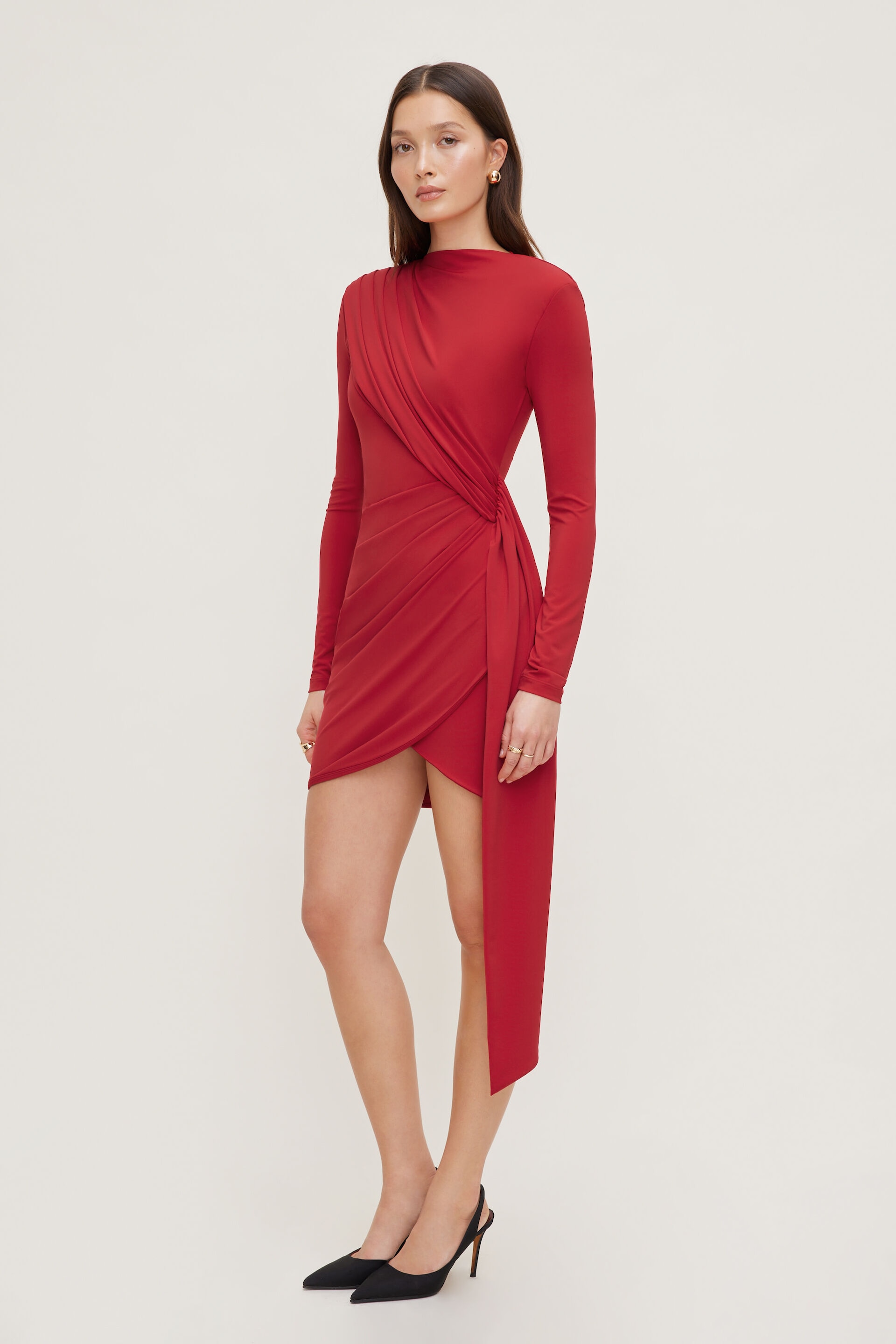 Sculpt Front Drape Mini Dress
