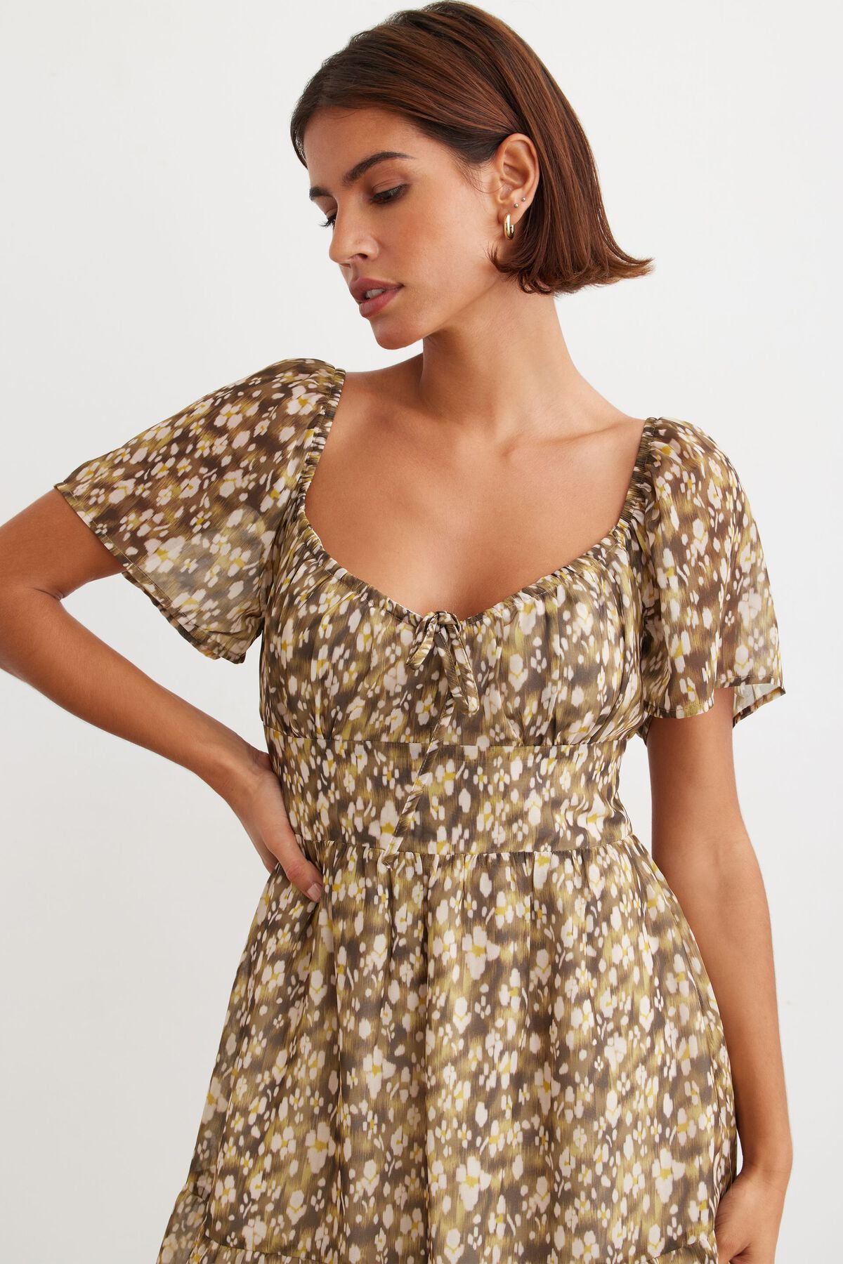 Dynamite Eliza Smocked Mini Flare Dress. 2