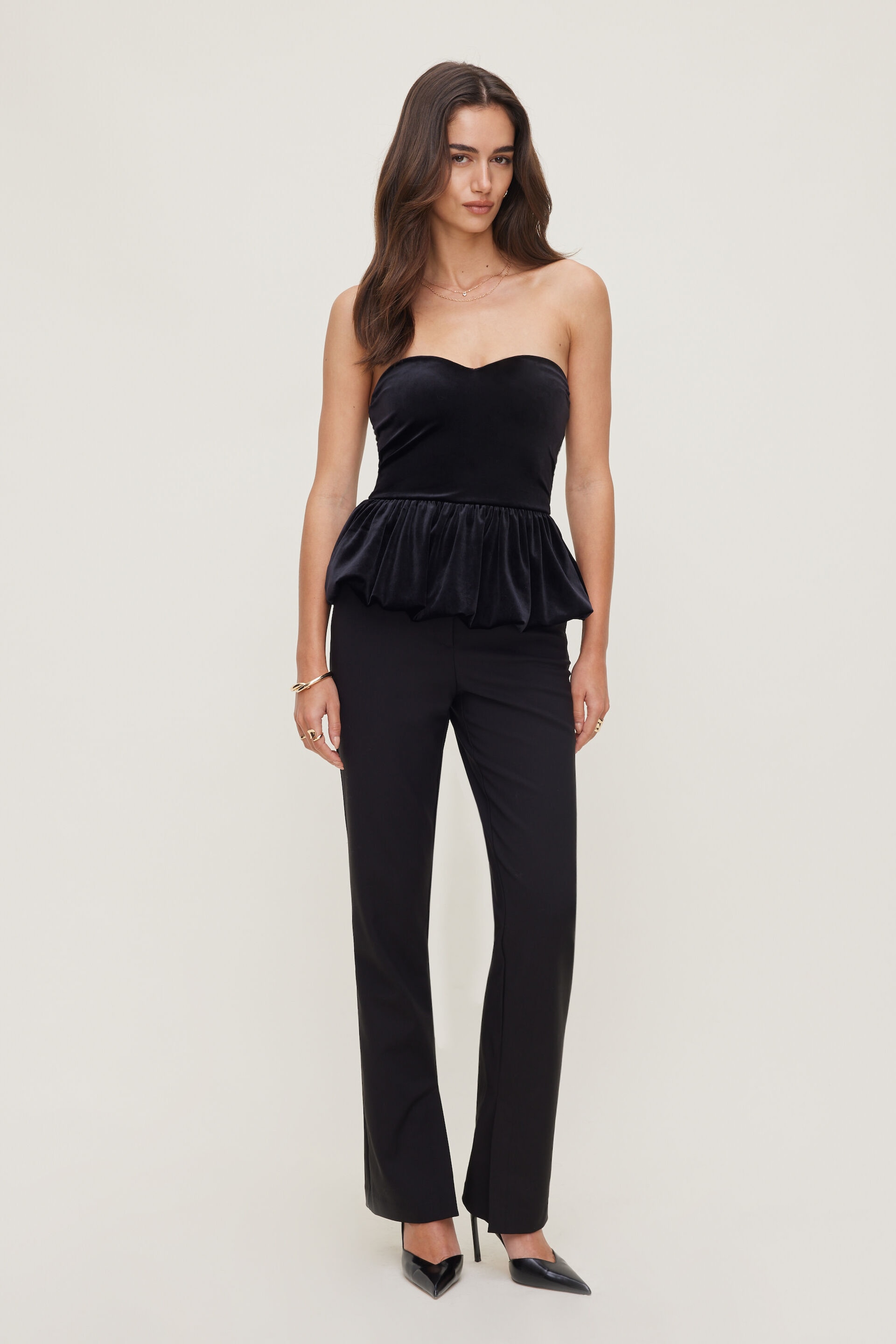 Haut tube à basque en velours