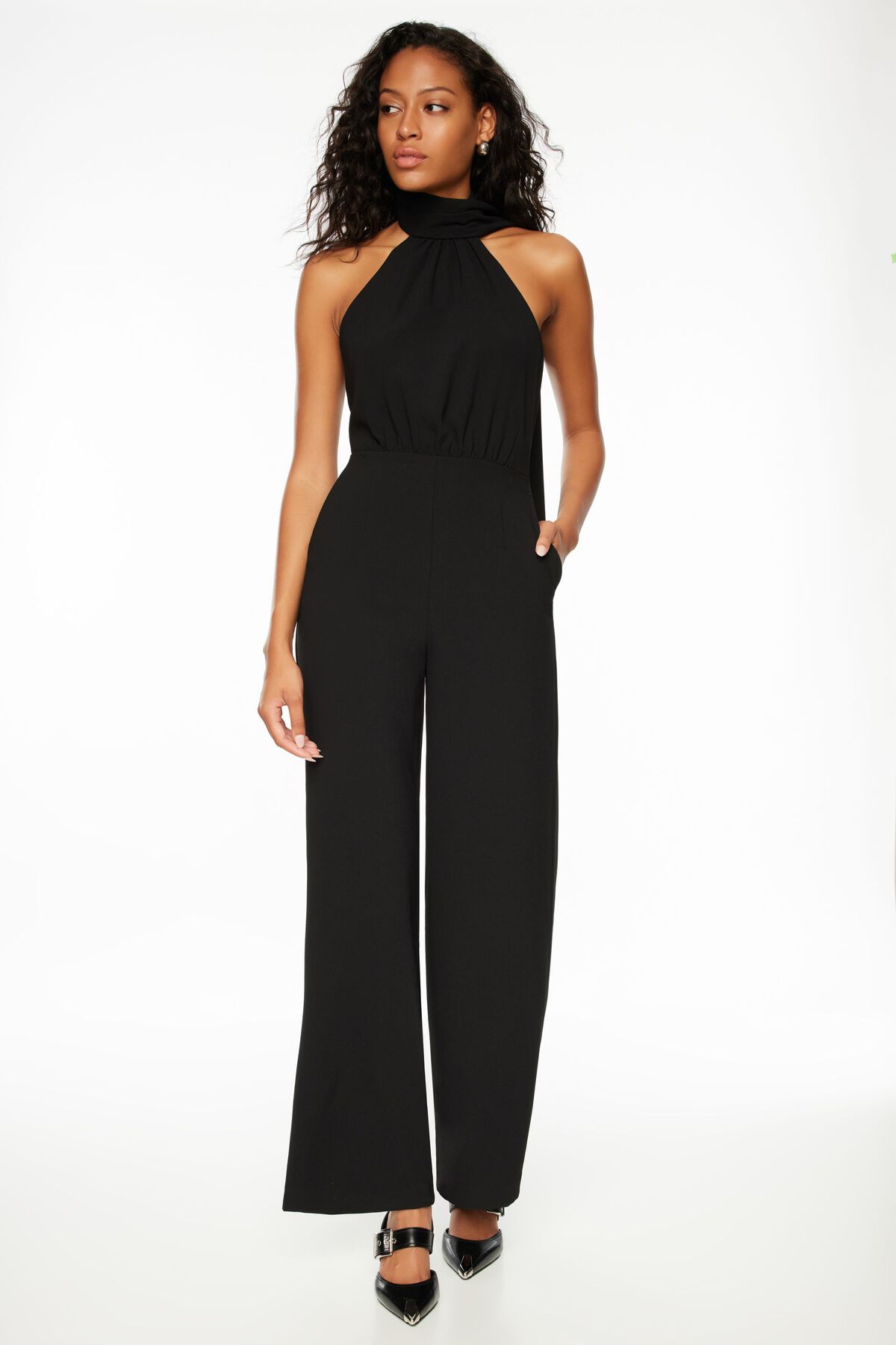 Halter Asymmetric Jumpsuit Black Dynamite