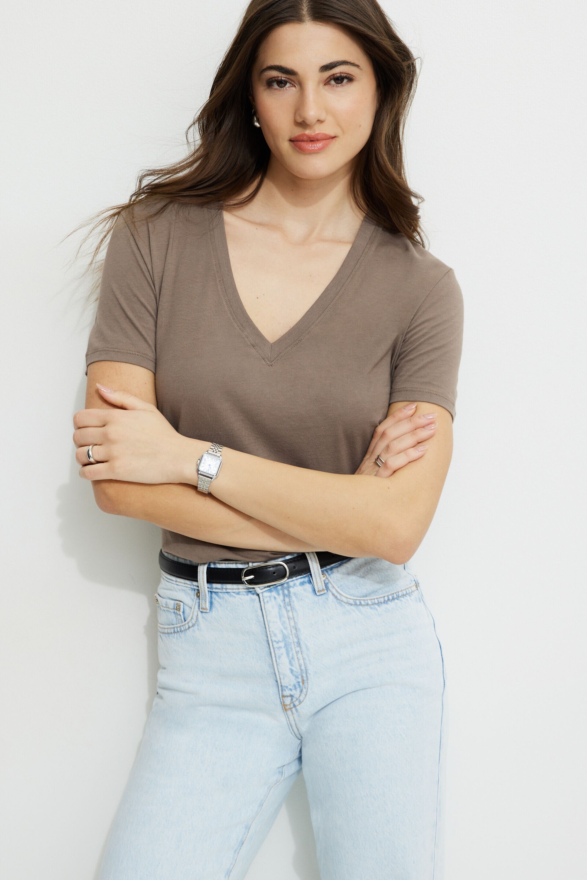 Essential V Neck Cotton T Shirt