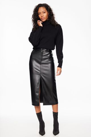 Gigi Faux Leather Midi Skirt