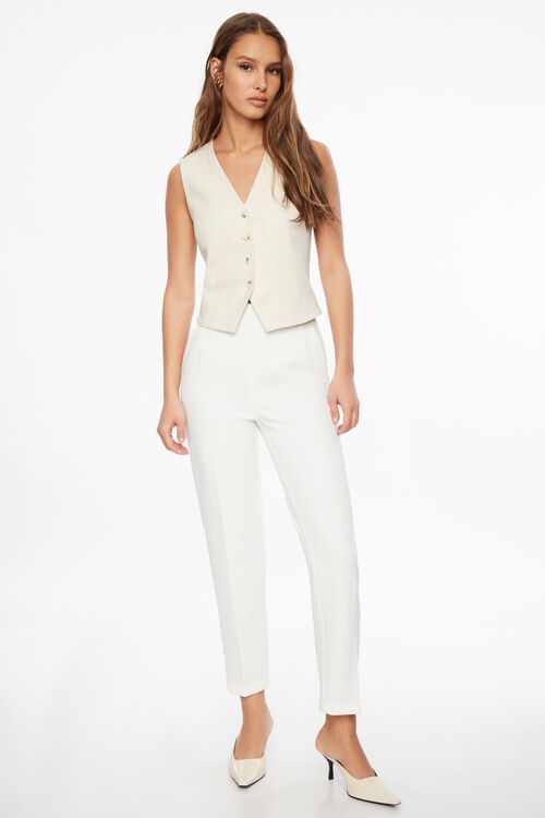 Pantalon étroit Kendall à fermeture éclair sur le côté WHITE
