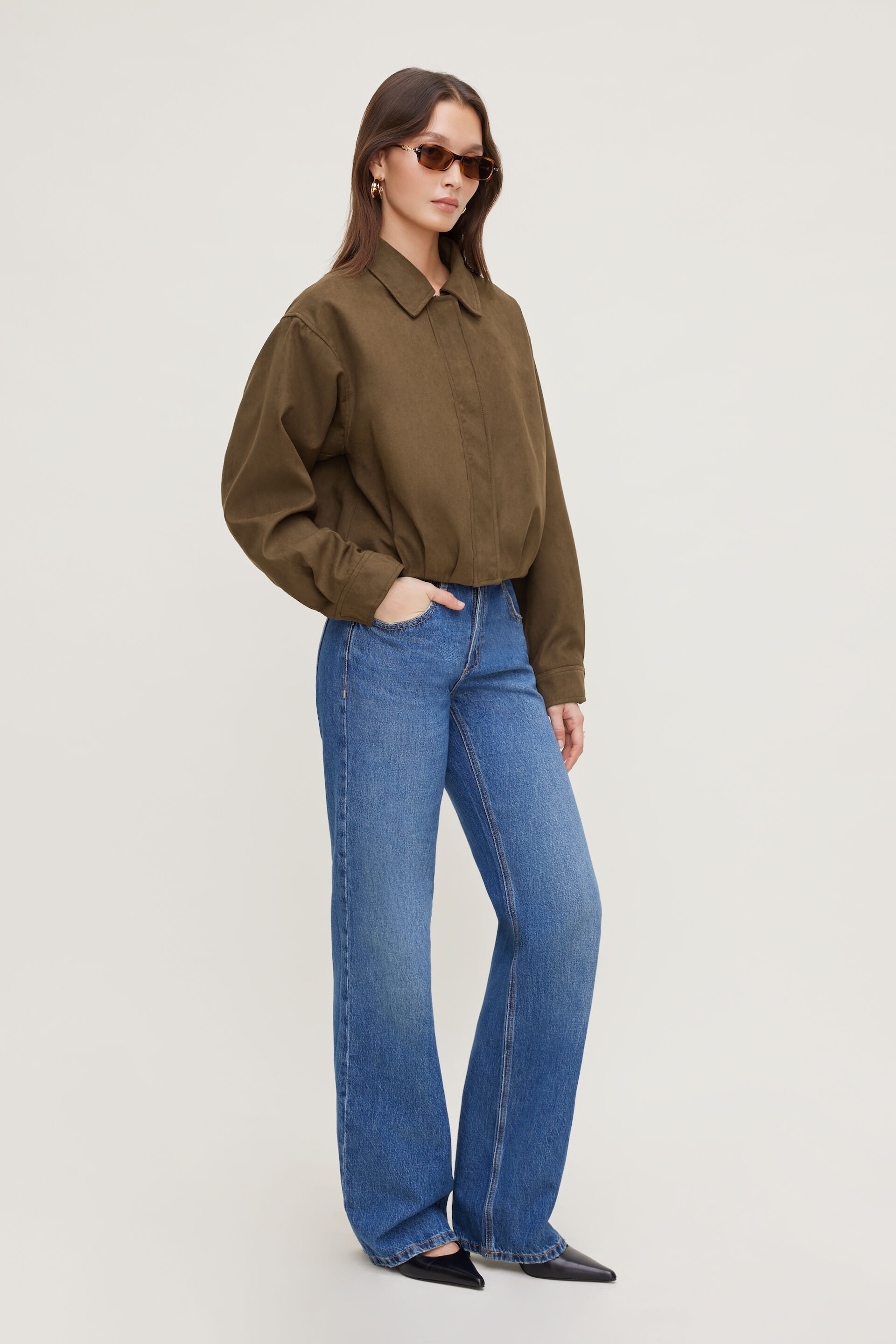 Balloon Faux Suede Jacket