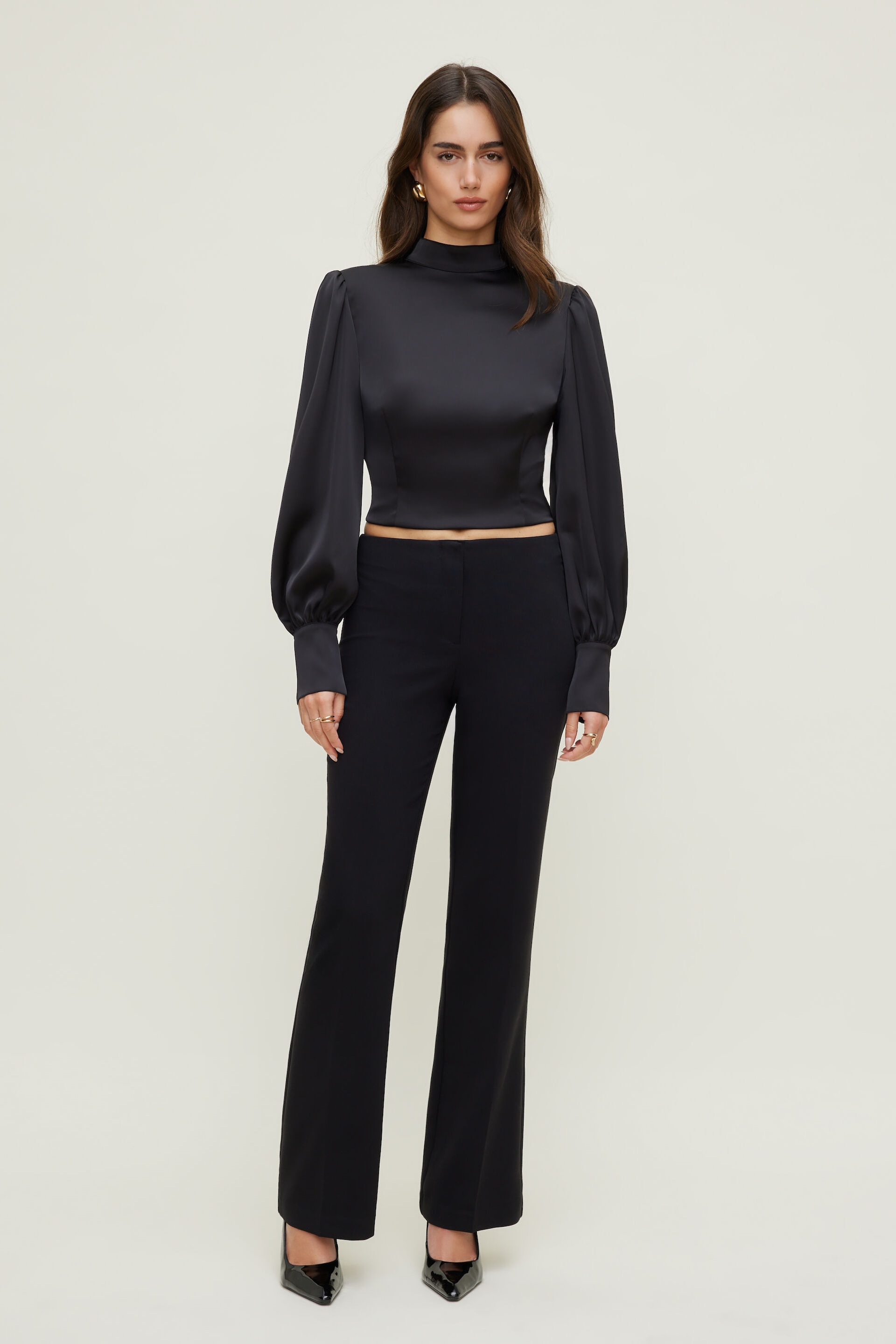 Open Back Satin Blouse