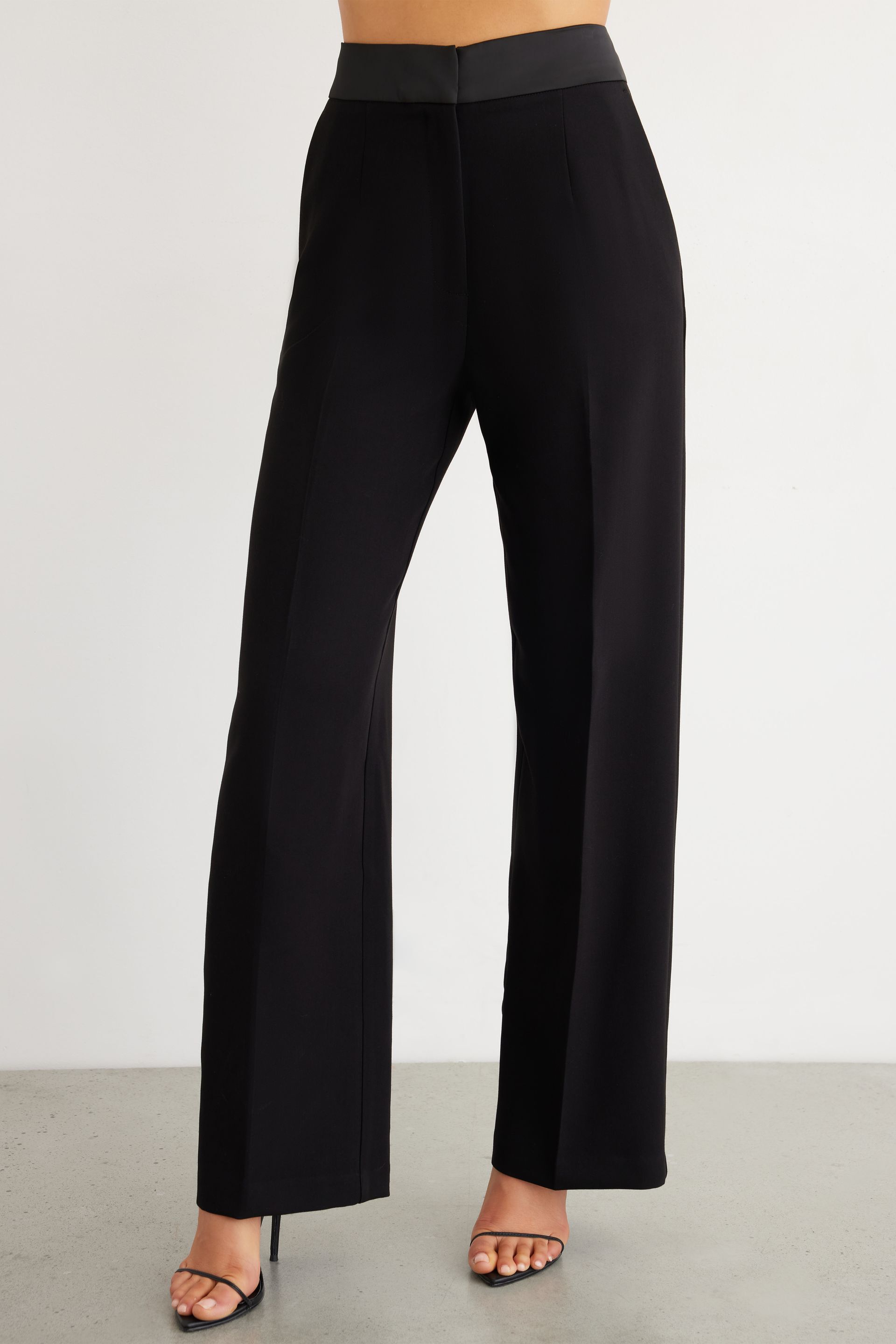 black straight leg trousers womens