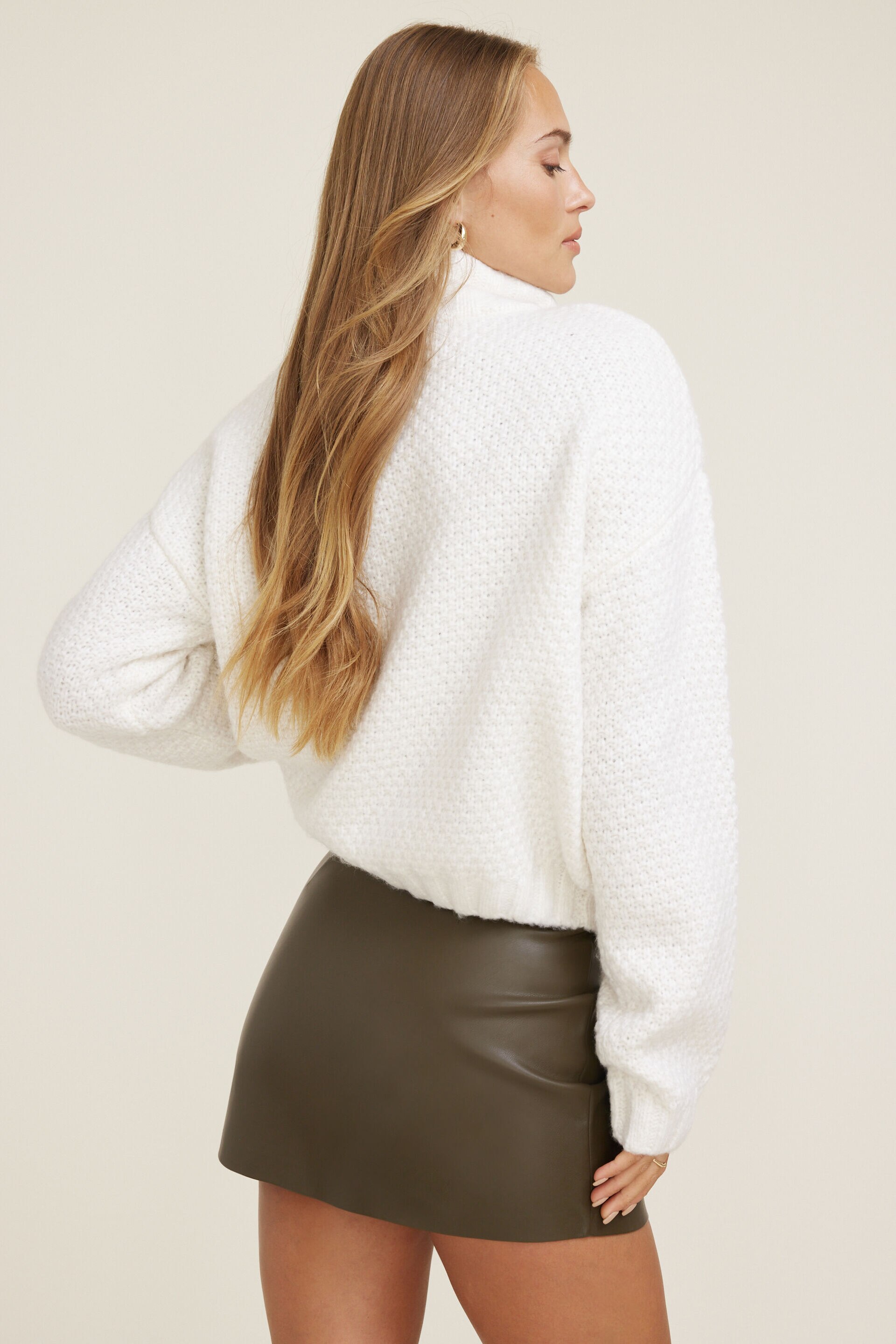 Sasha Cable Knit Funnel Neck Sweater