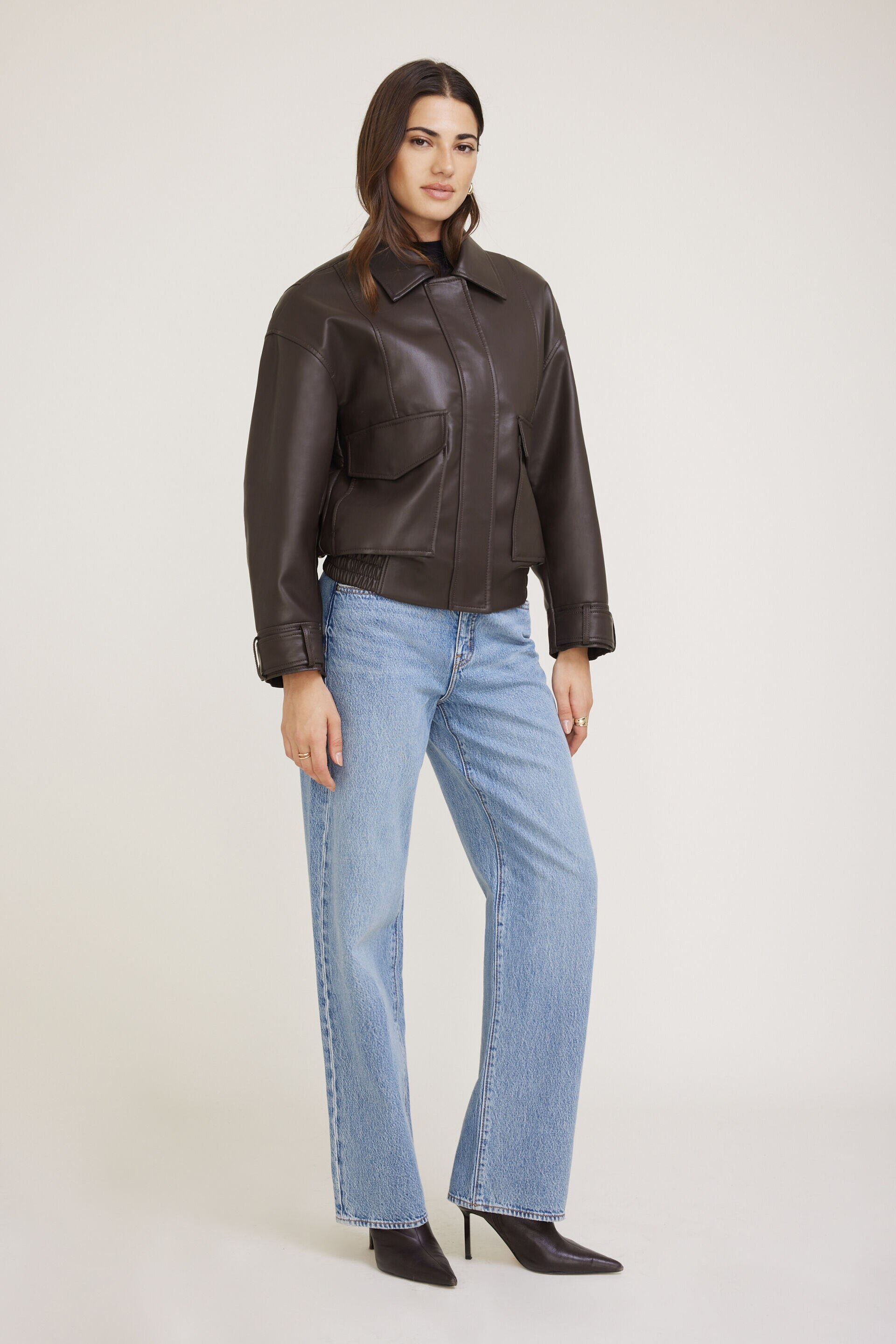 Blouson aviateur ample en faux cuir