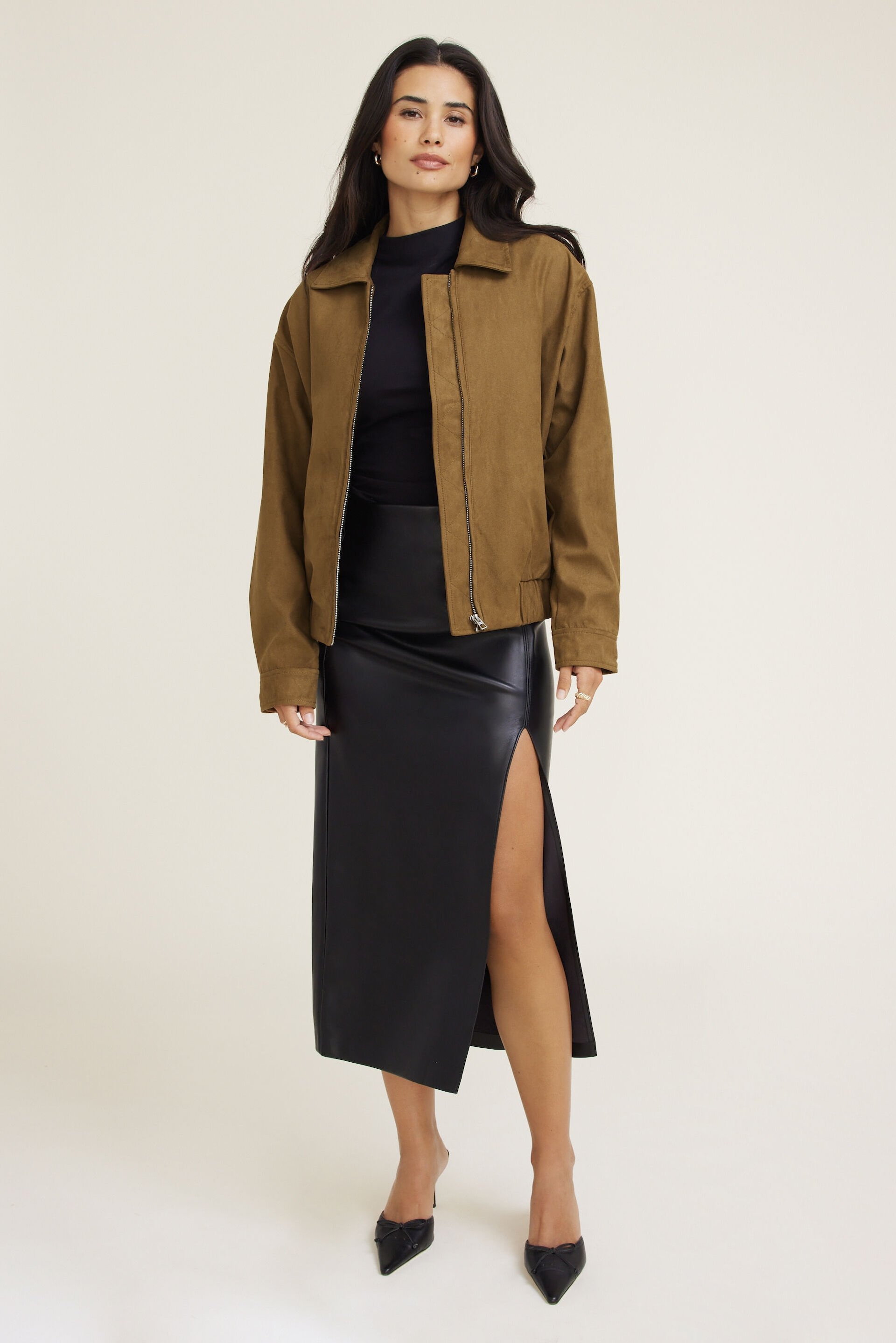 Faux Suede Coach Jacket