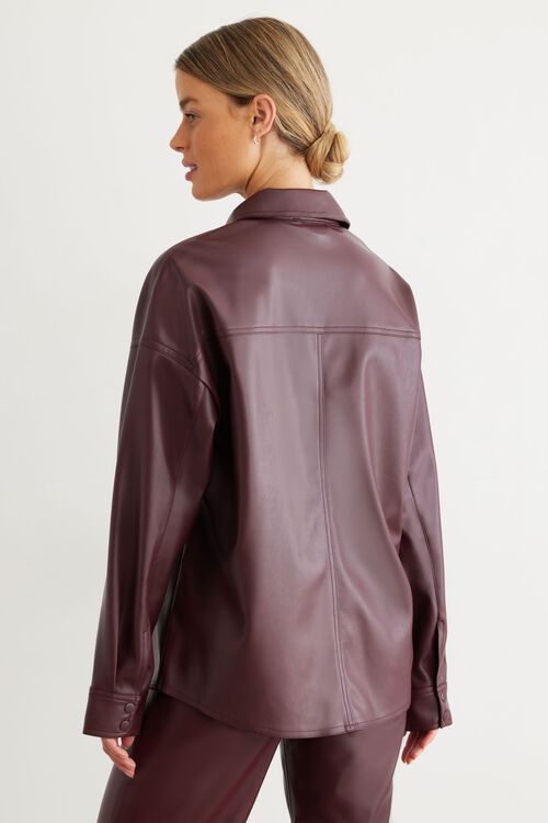 Faux Leather Shacket