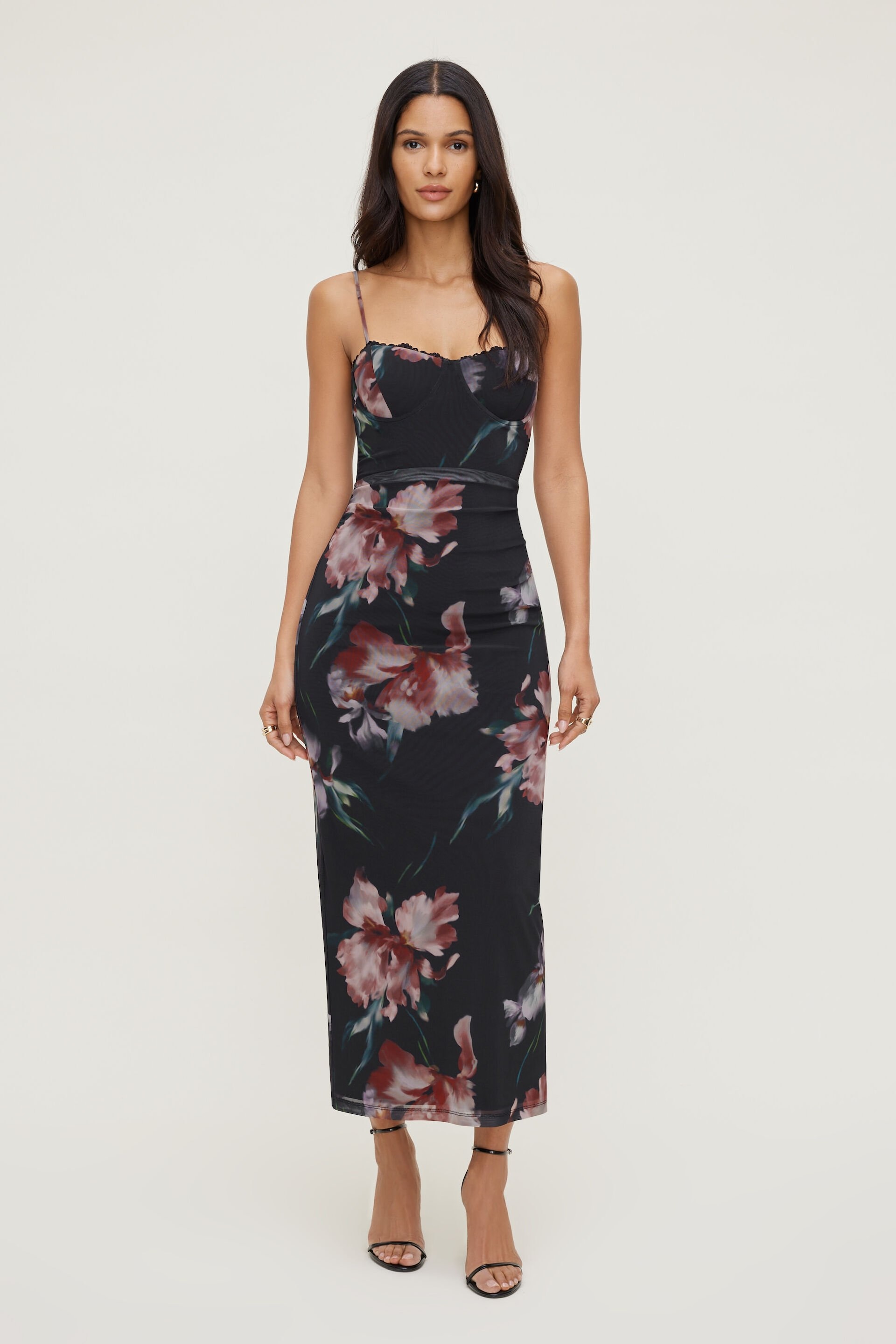 Floral Mesh Maxi Dress