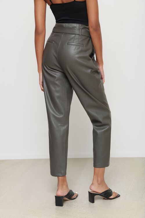 Alternative view # 2 of Dynamite  Belted Faux Leather Pants in Army Green