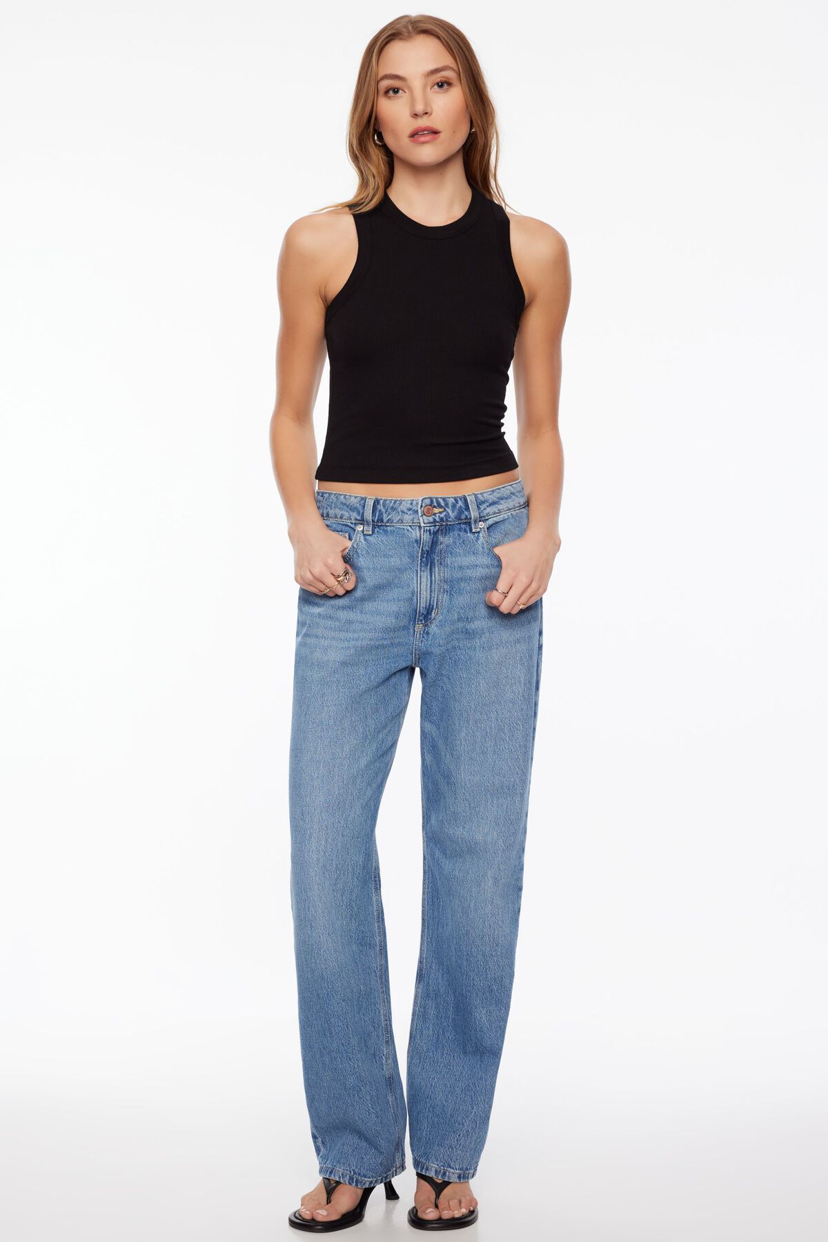 Dynamite Mika Relaxed Straight Mid Rise Jeans. 1