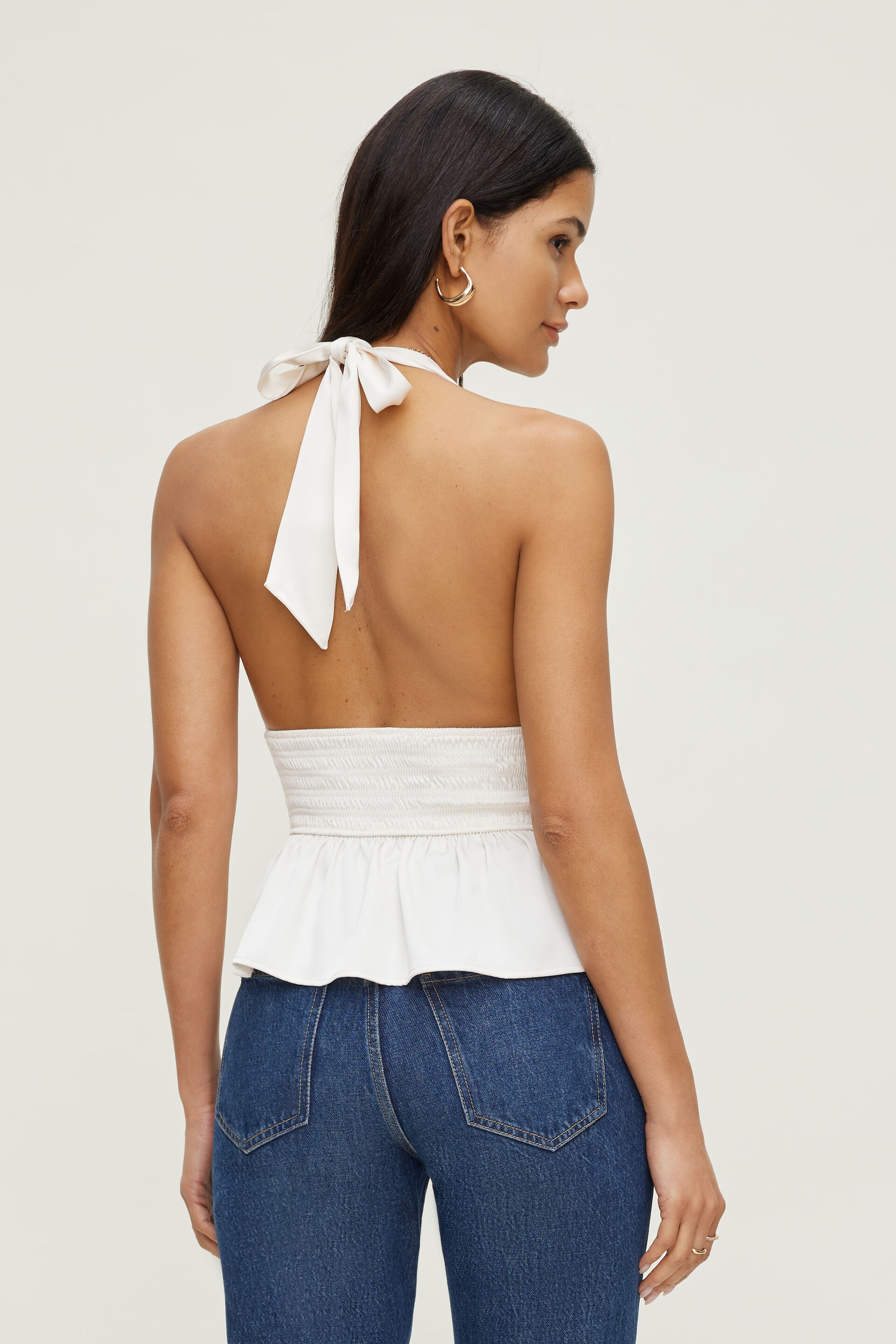 Plunge Satin Halter Top