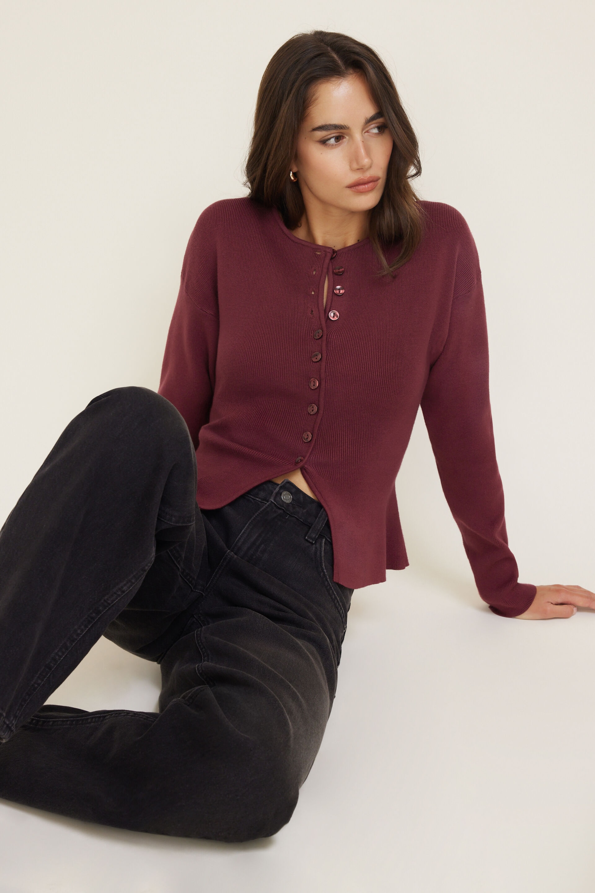 Fitted Drop Shoulder Cardigan