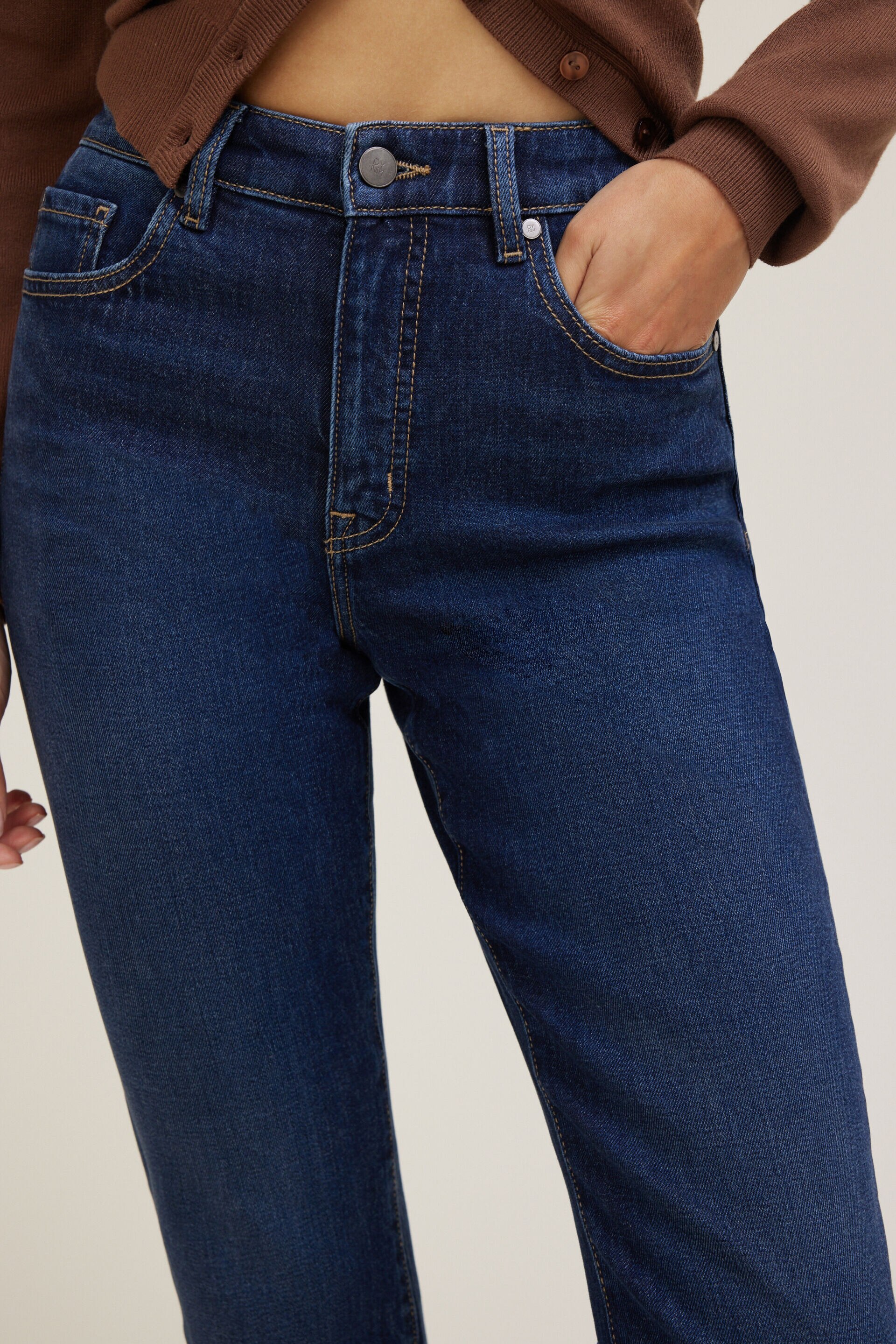 Jean extensible à taille haute et jambe ajustée Frenchie
