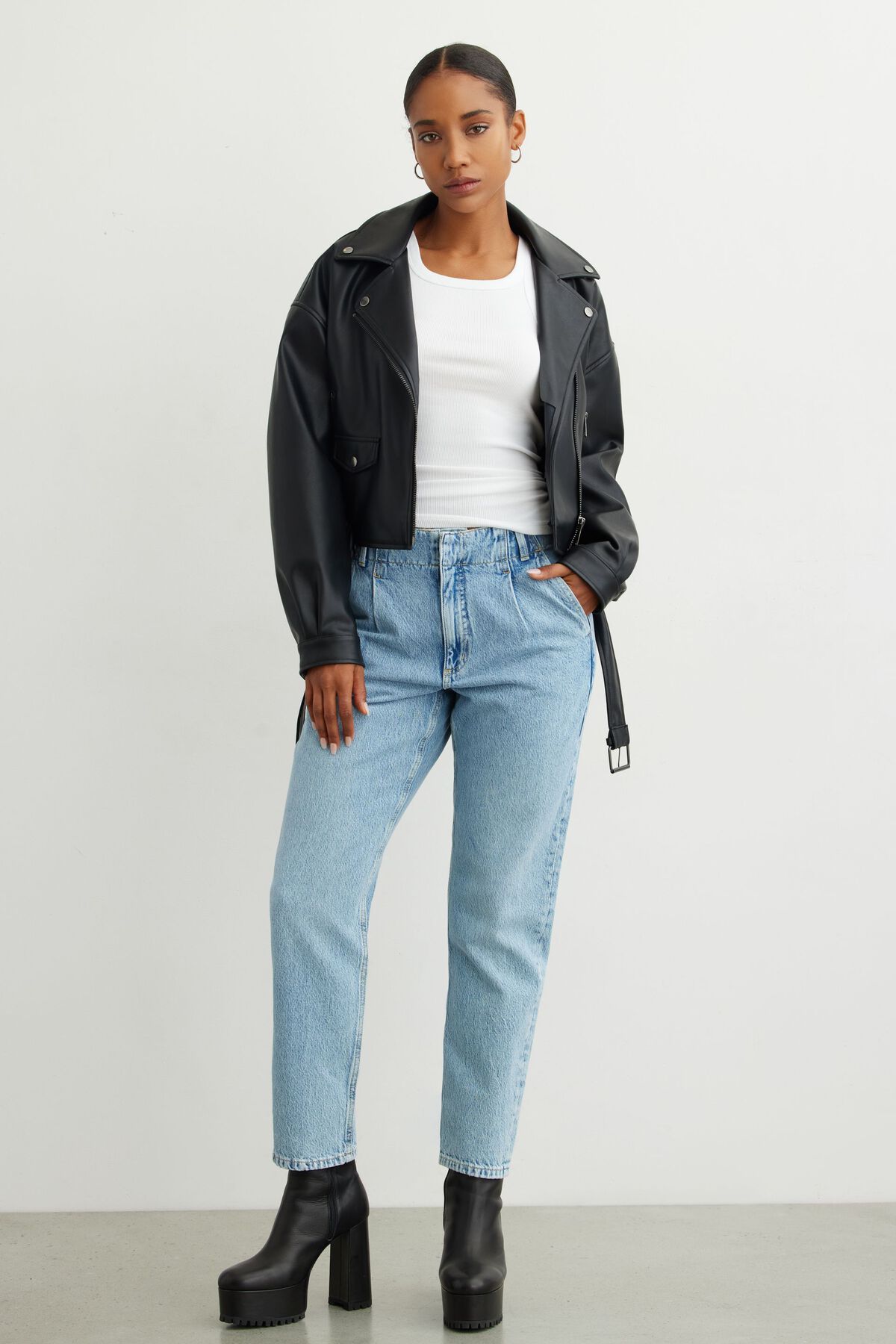 Dynamite Claudia High Waisted Pleated Jeans. 1