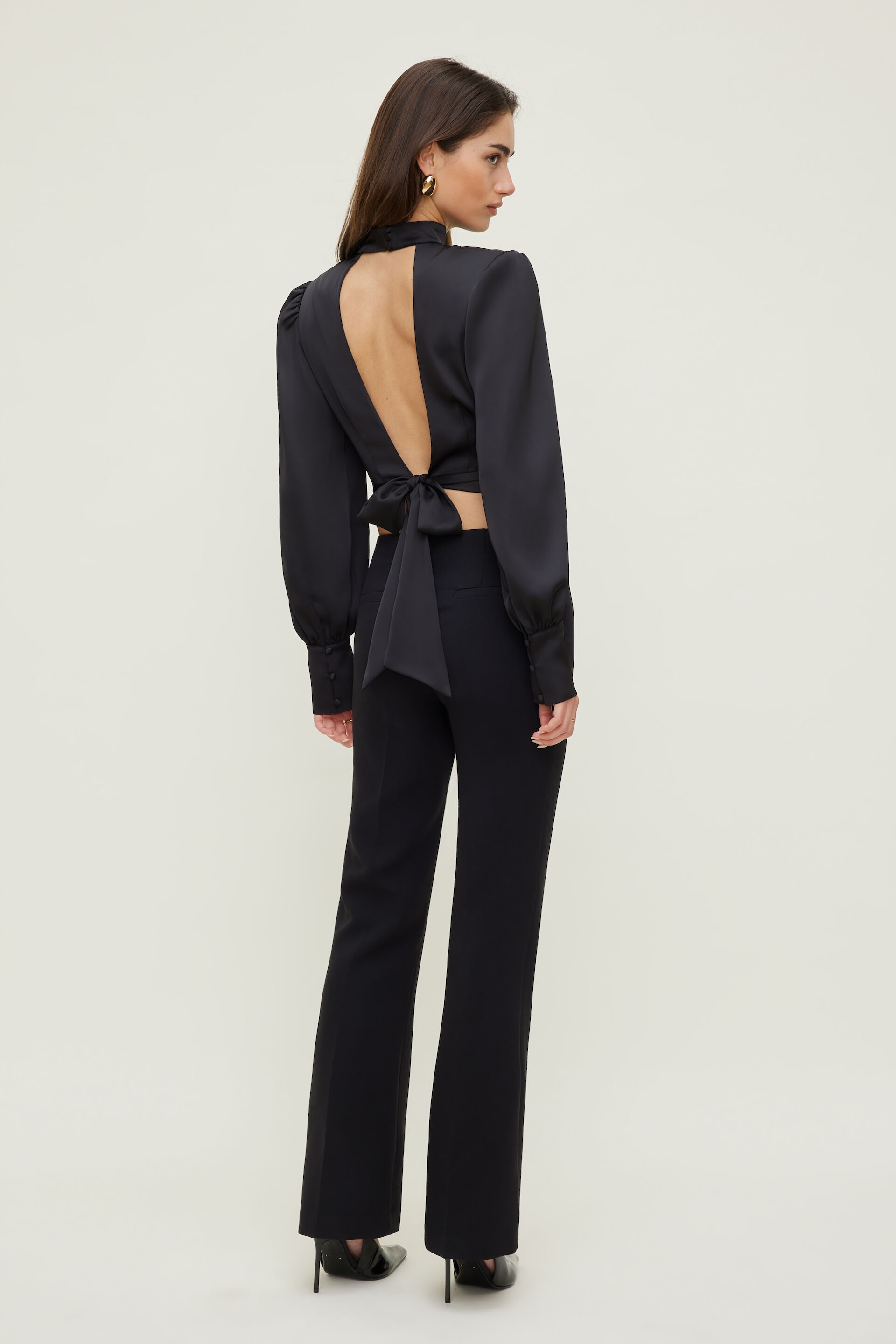 Open Back Satin Blouse