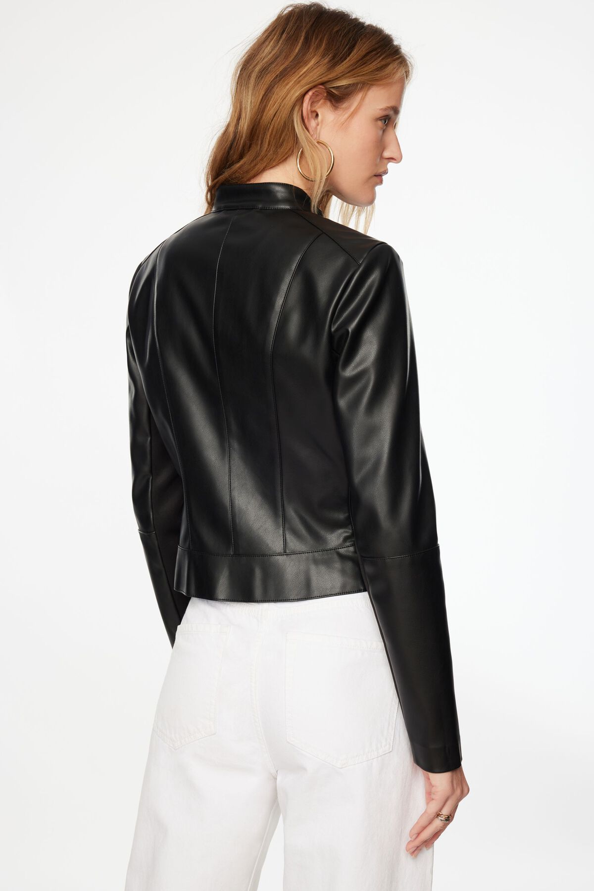Dynamite Fitted Moto Faux Leather Jacket. 5